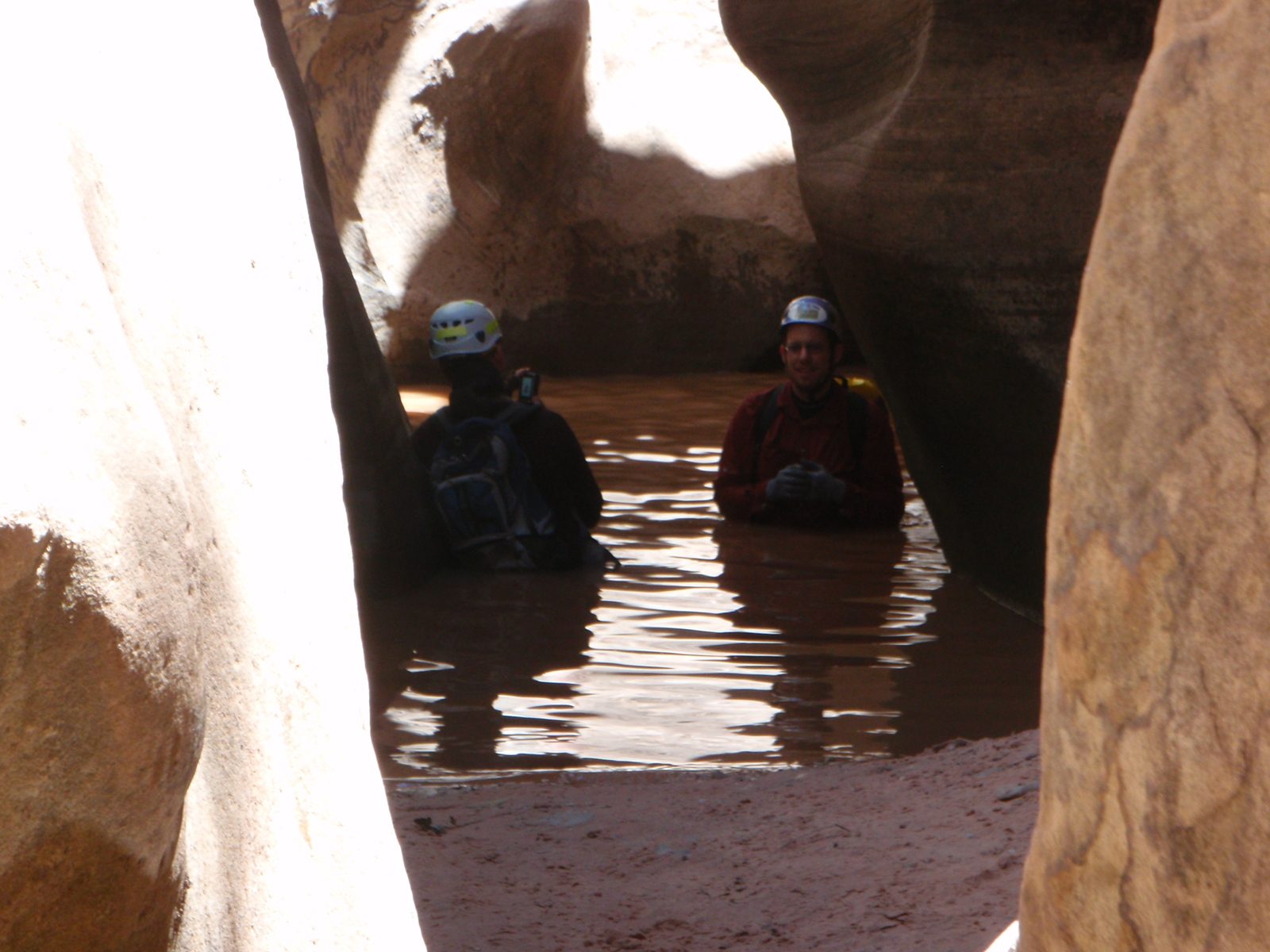 Andy pausing to take a photo, and Joel looking a little cold in Pine Creek Canyon.