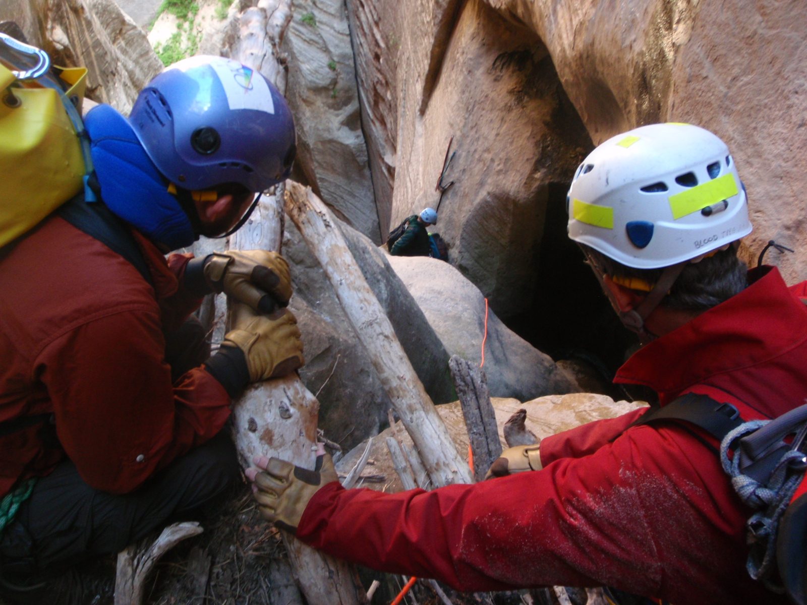 Joel and Andy watch Mike intently as he starts to set the anchor for the final large (130? ft)...
