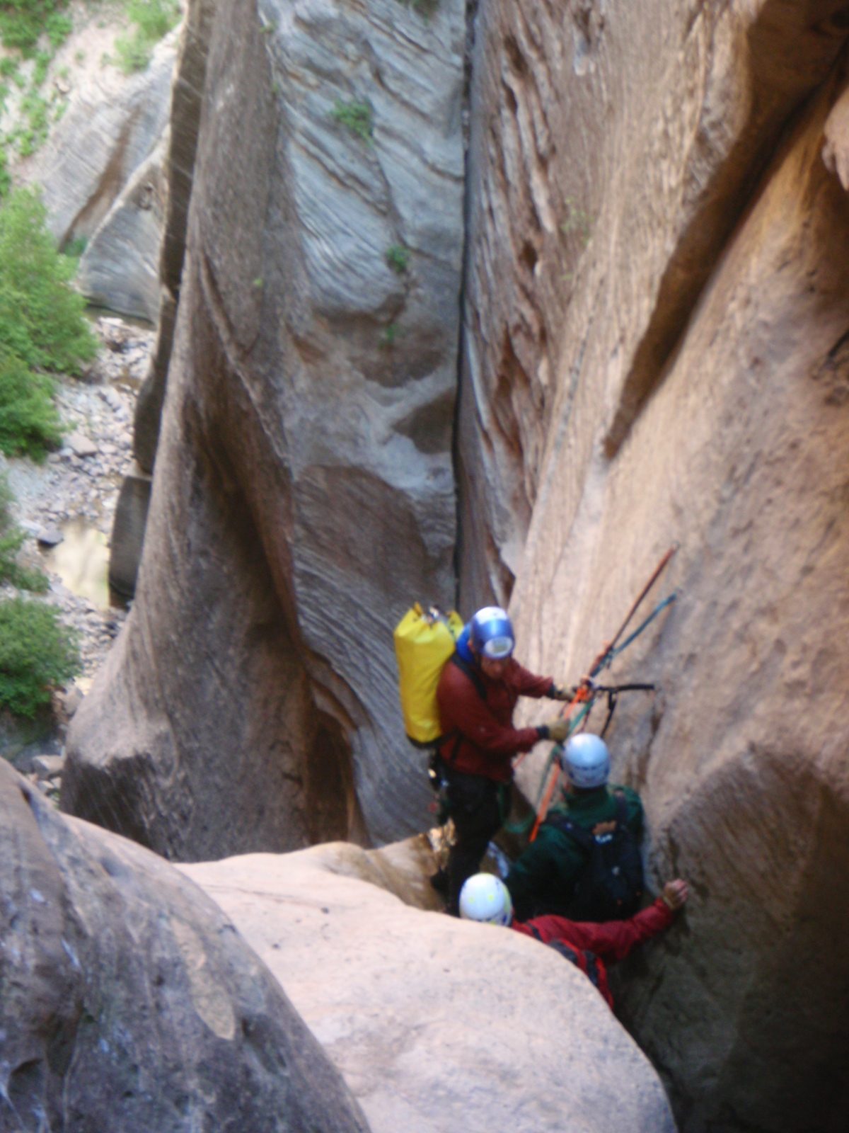 Joel sets up to be the first on the rope.