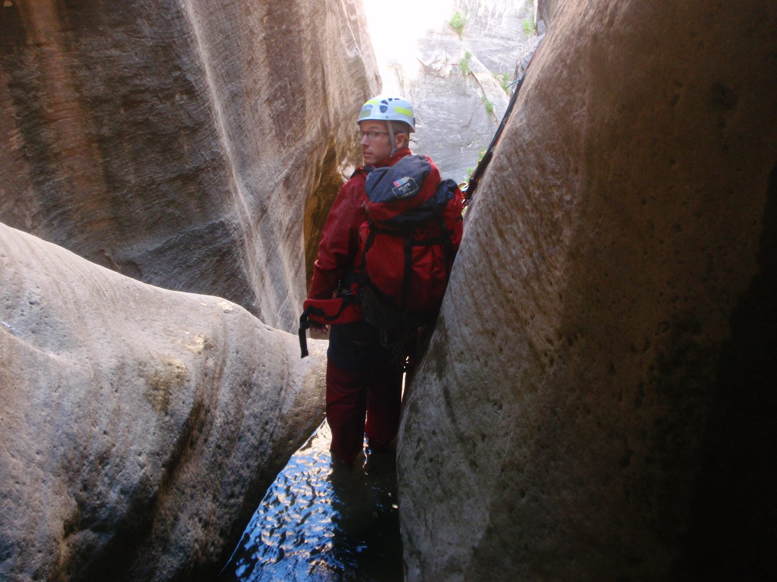 Andy, standing at the top of the final rappel.
