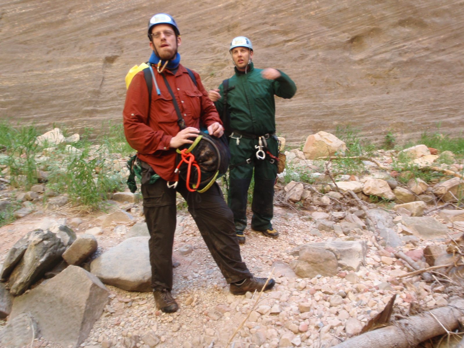 Joel and Mike gaze at the falls, where we agree to take a short break to soak up the scenery.