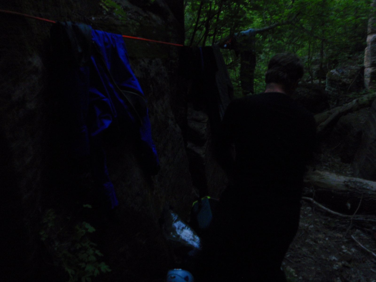 Using one of our ropes to make a clothesline.  At this point, I was so exhausted and ready for...