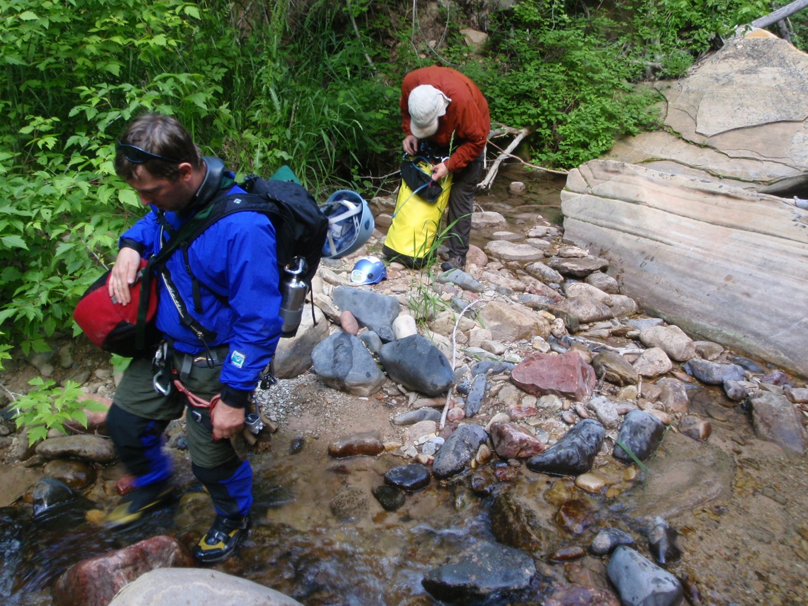 After breakfast we decided to fill up on water from the creek.  Unfortunately, this is when...
