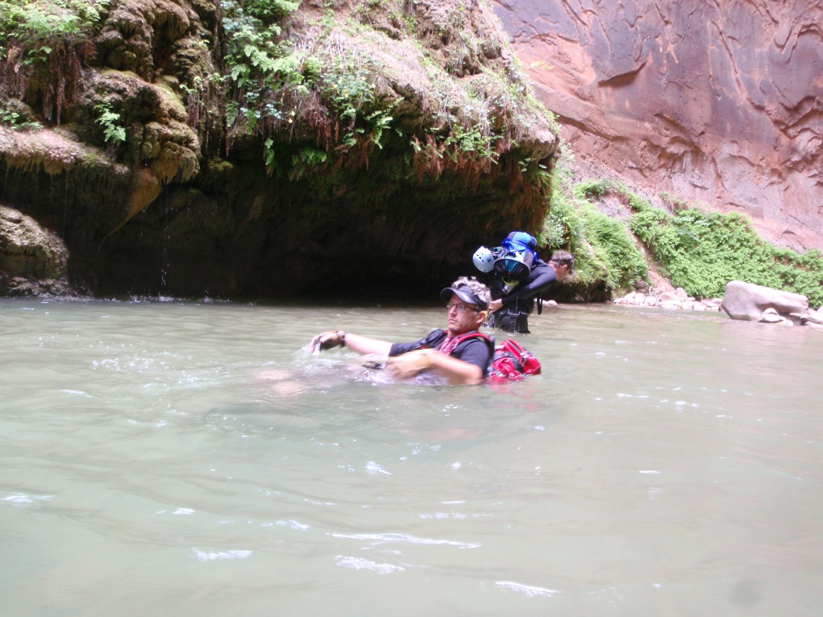 Andy, in his standard pose: floating downstream.