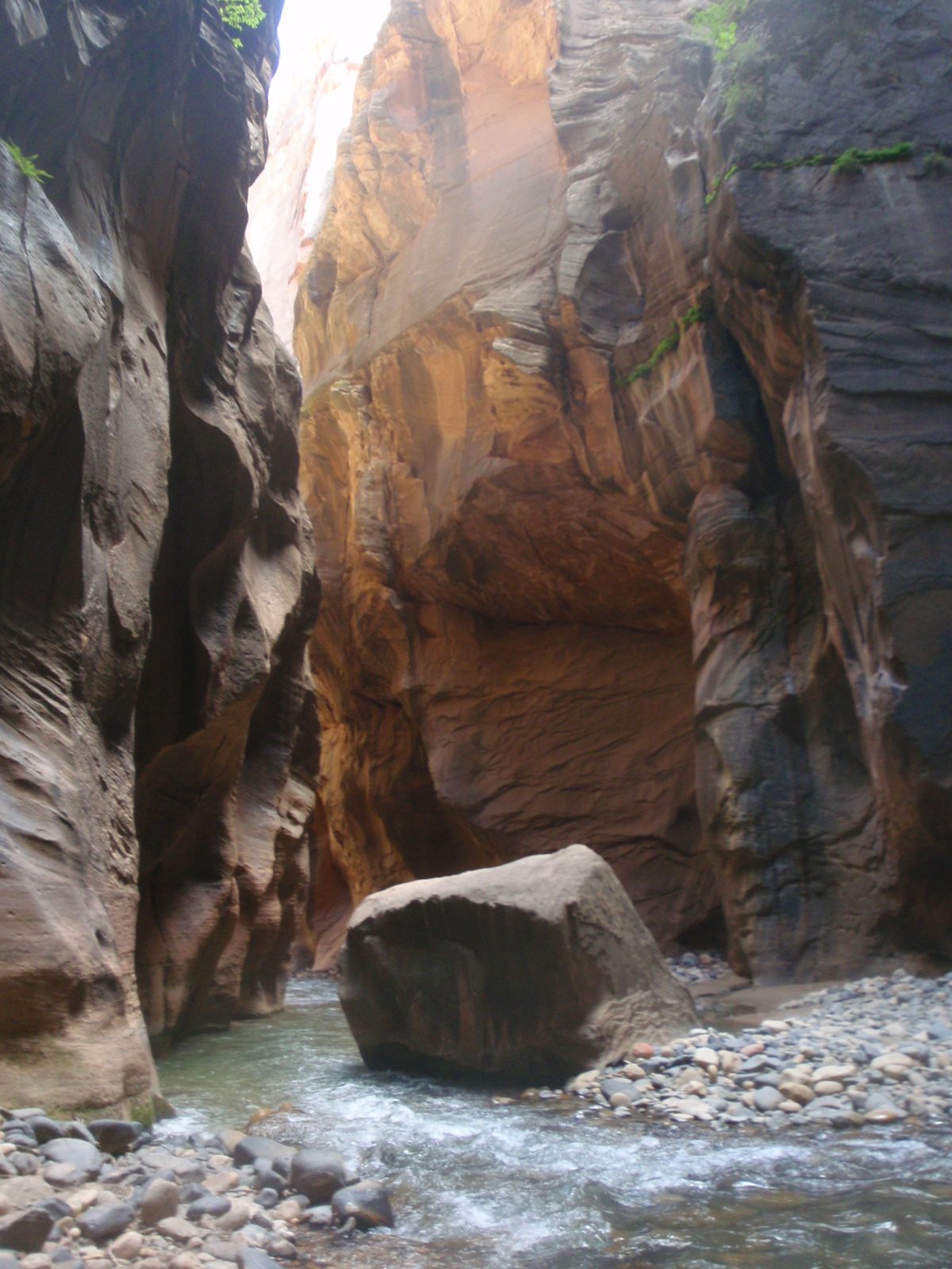 A boulder in a stream.