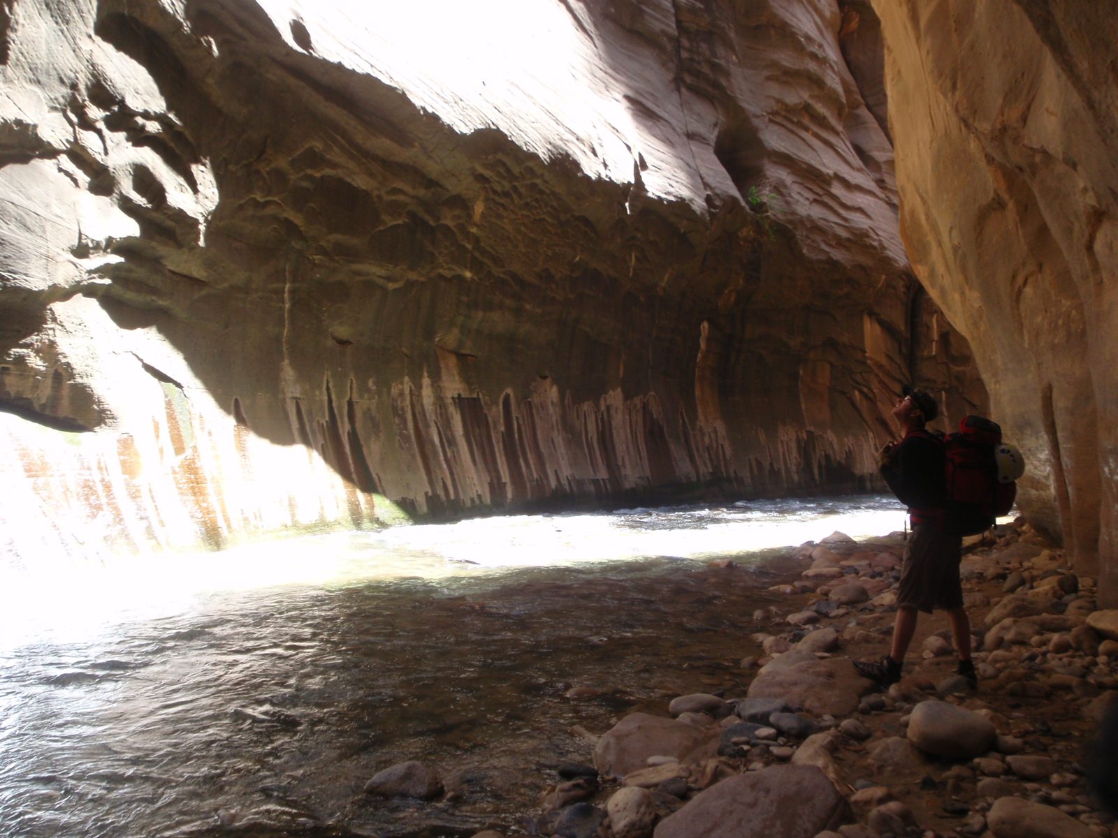 Andy admires the rock formations.