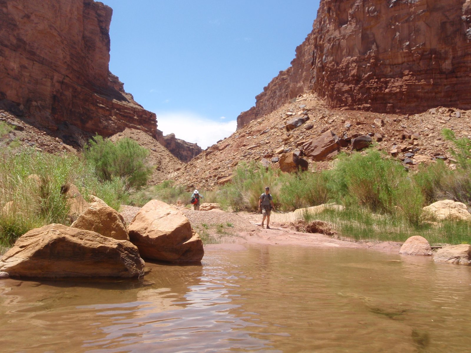 Here we reach the confluence with the mighty Colorado.  The Colorado is dammed only 20 miles...