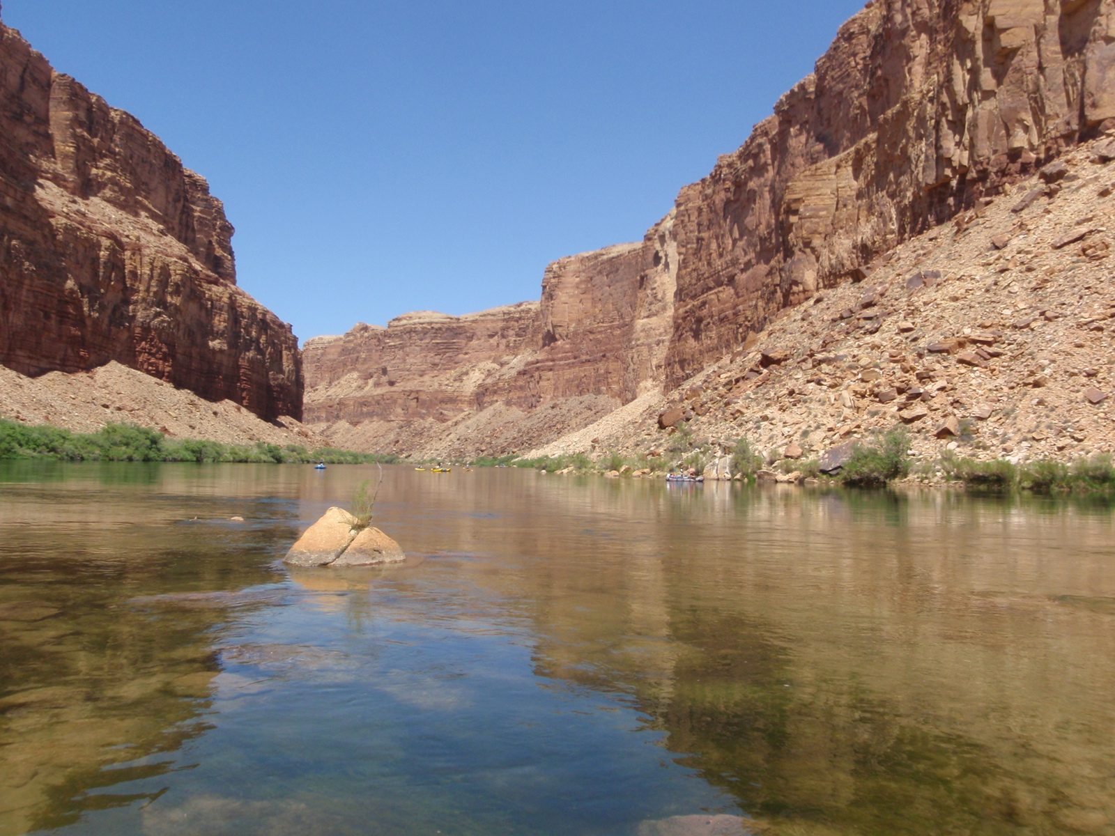 Some rafters make their way down the Colorado.  A stretch of rapids started just about where we...