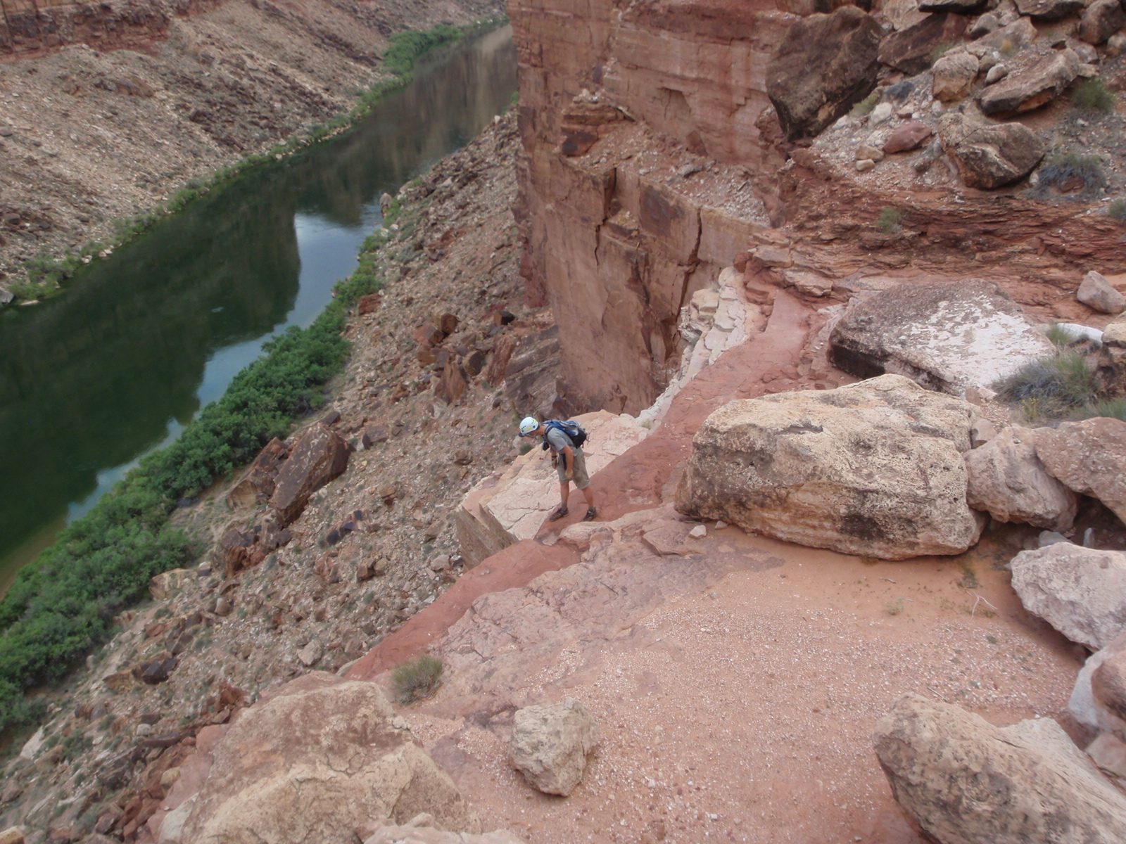 Andy, checking out the ~200-300 foot dry fall of the drainage that we would be using to exit to...