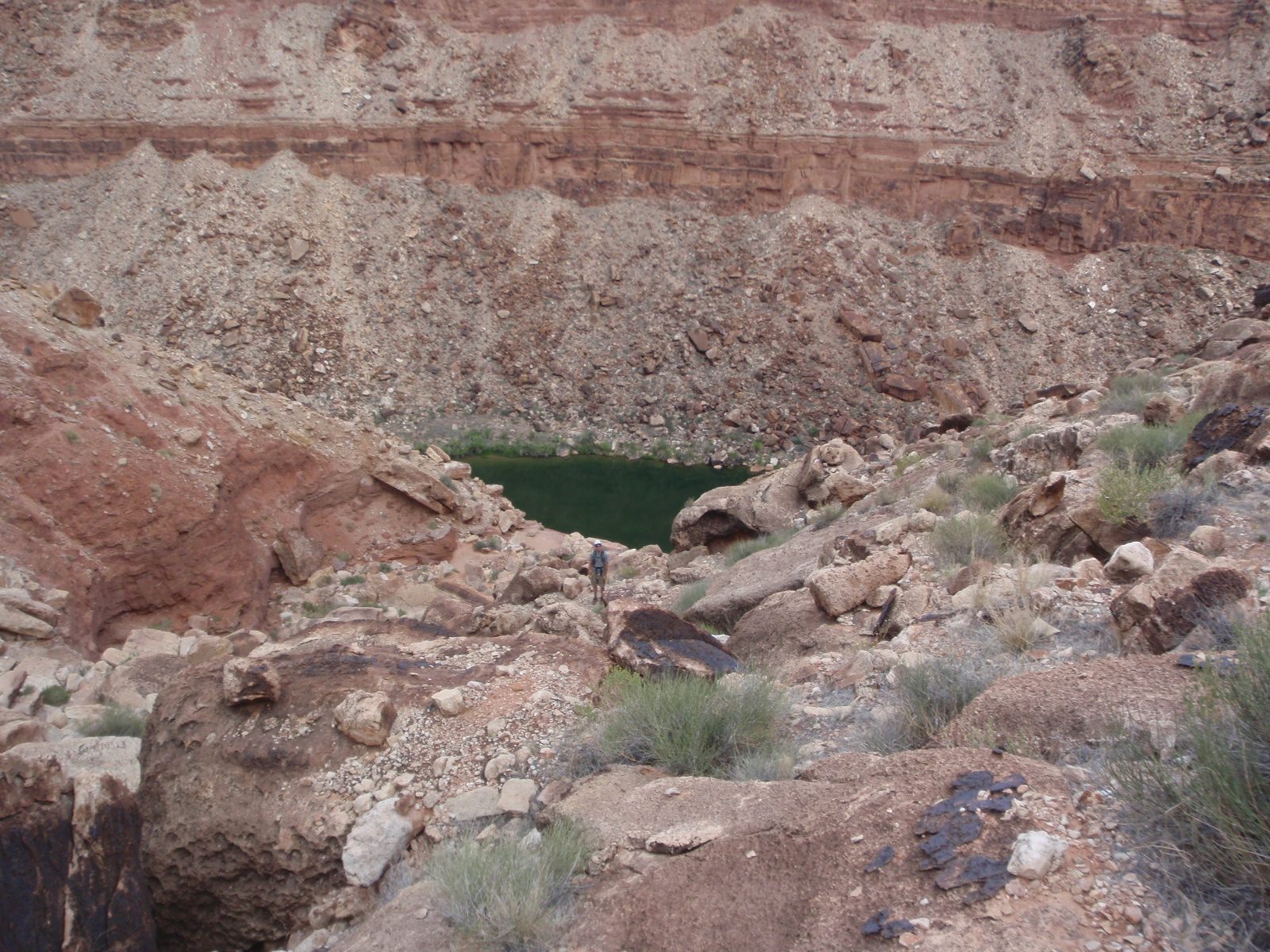Andy in the center of the frame:  Looking back toward the Colorado (blue patch) as we make our...