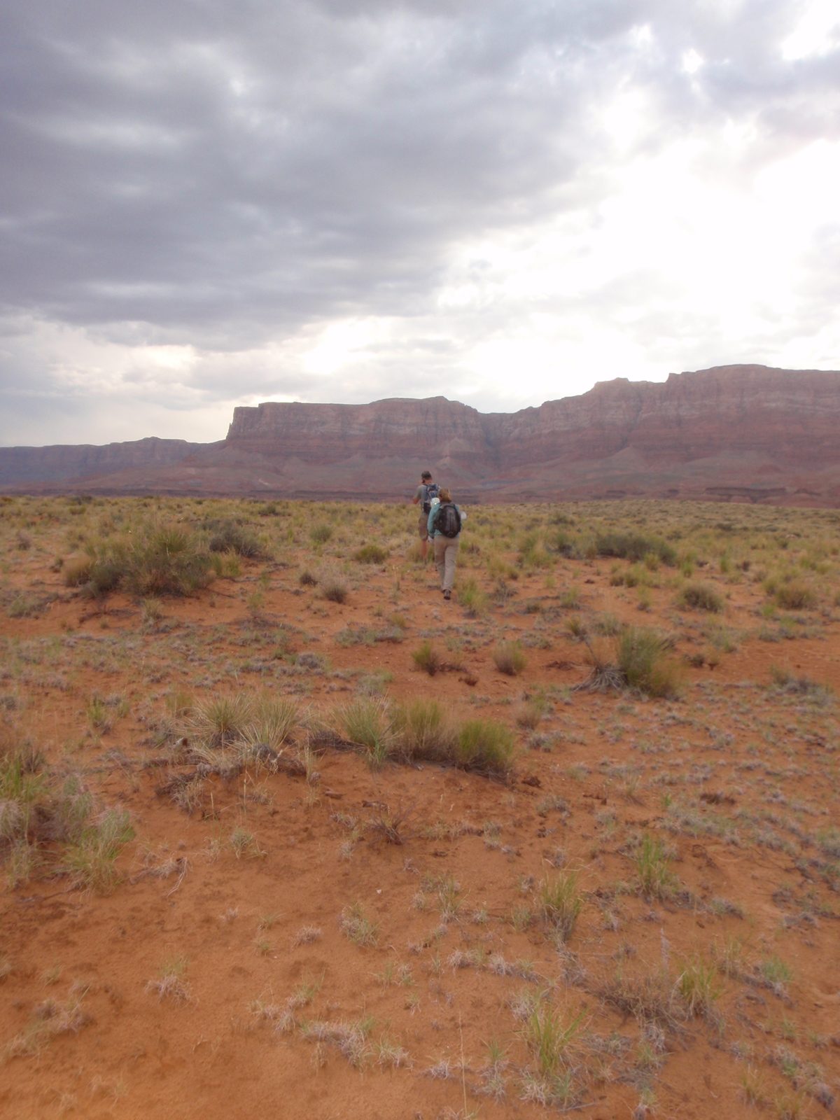 Andy and Meredith lead the way across the plateau.  We still couldn't tell whether it was going...