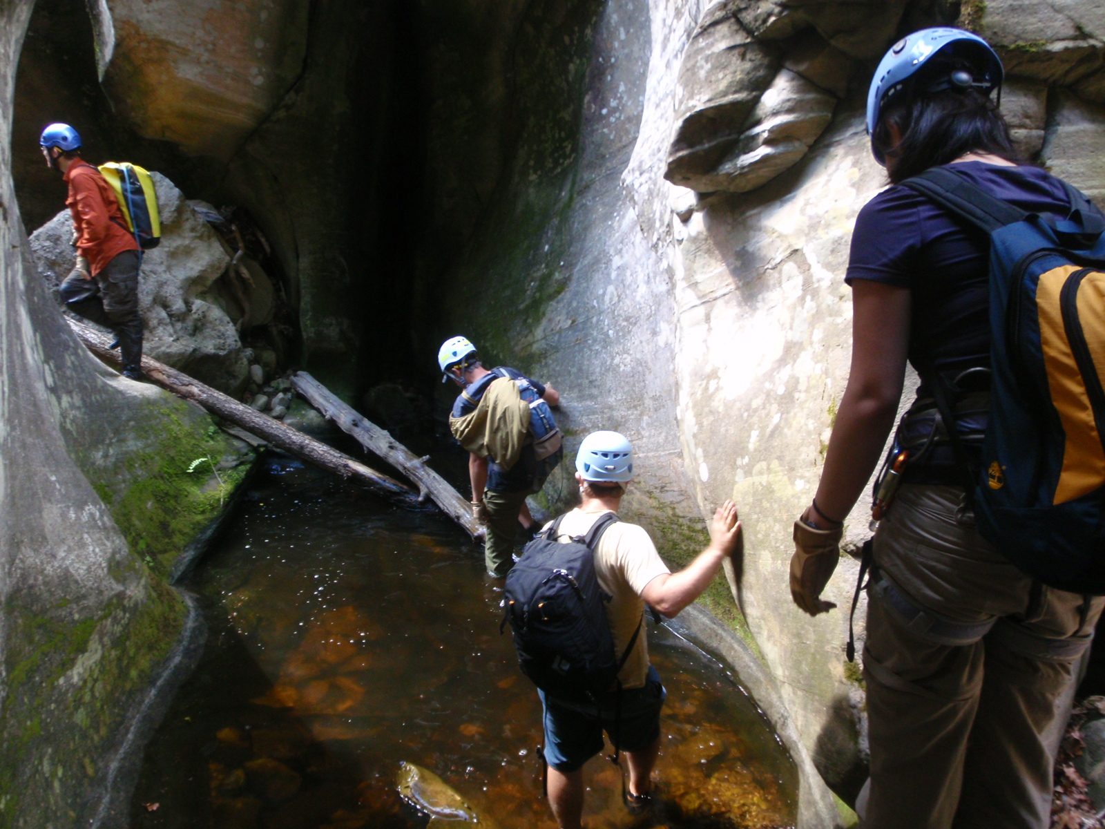 The colors in this canyon were quite spectacular:  gray stone and green moss, with sunshine and...