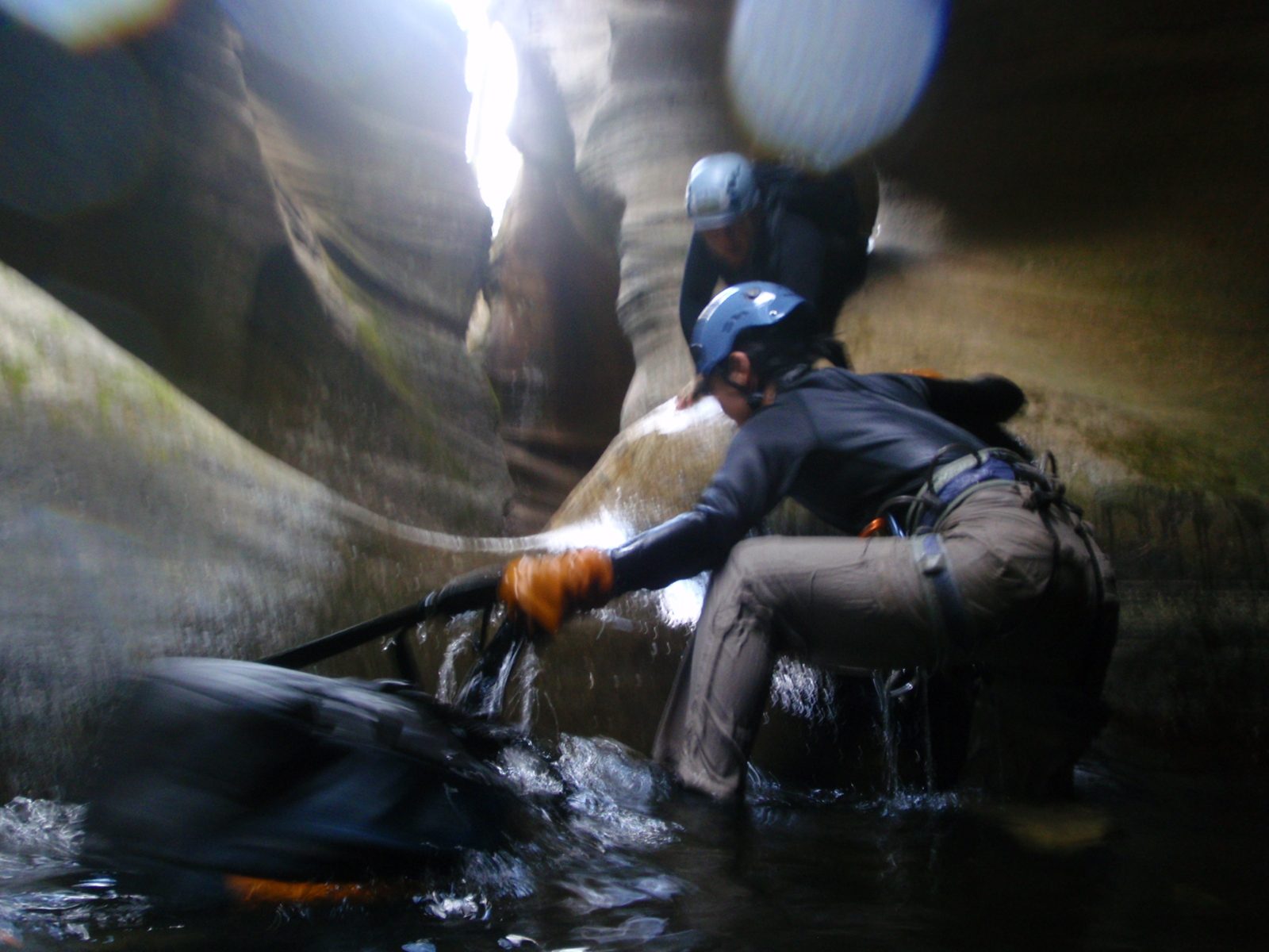 Monica pulls herself from a pothole while Mike lends a hand.  While the potholes here were...