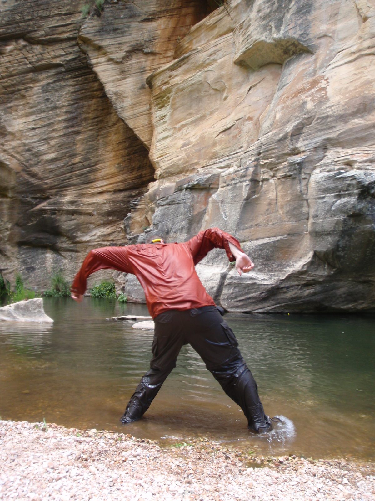 Joel skipping a rock in West Clear Creek.