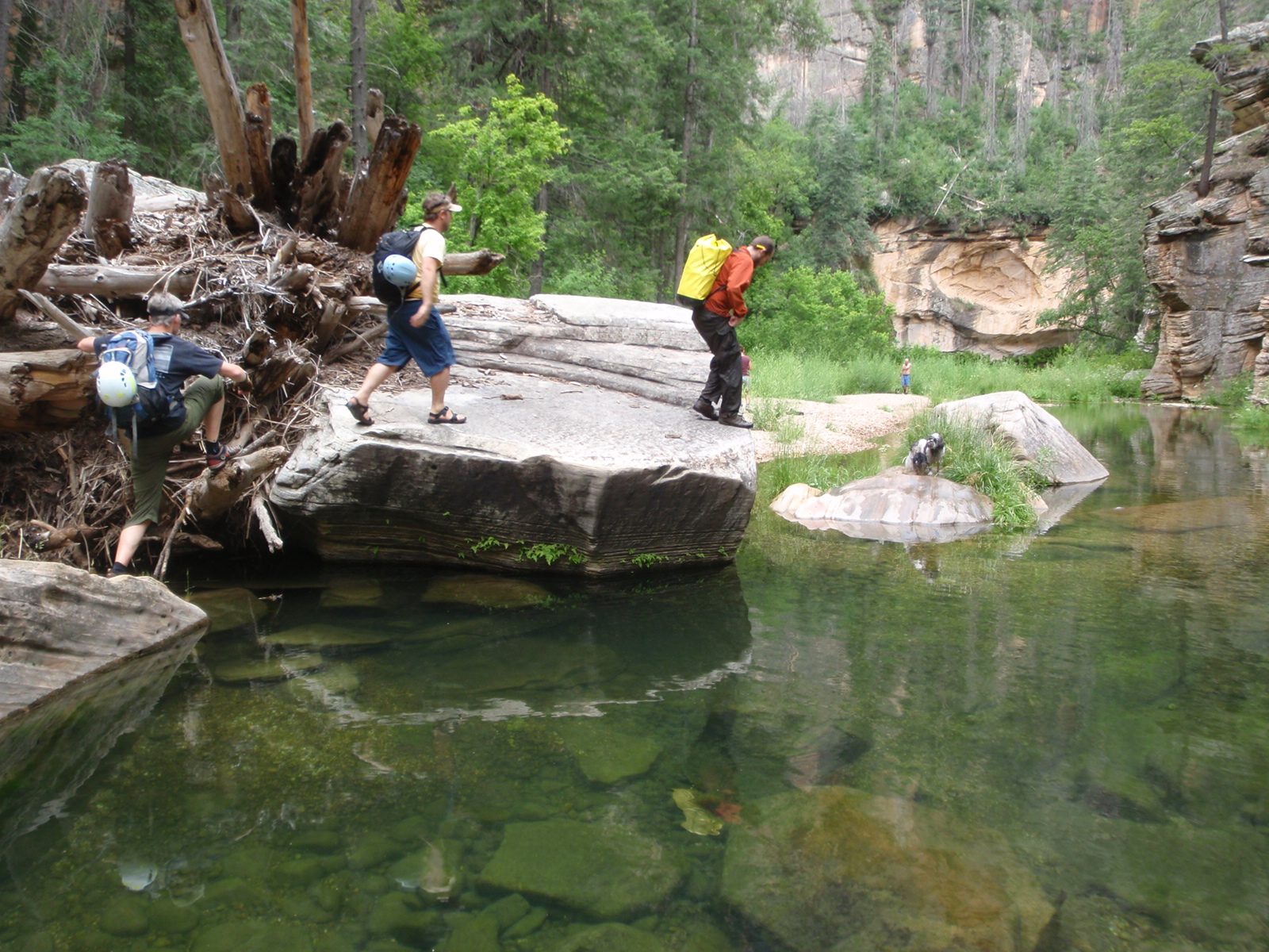 Andy (left), Mike (center) and Joel (right) escaping some obstacles right near our exit from the...