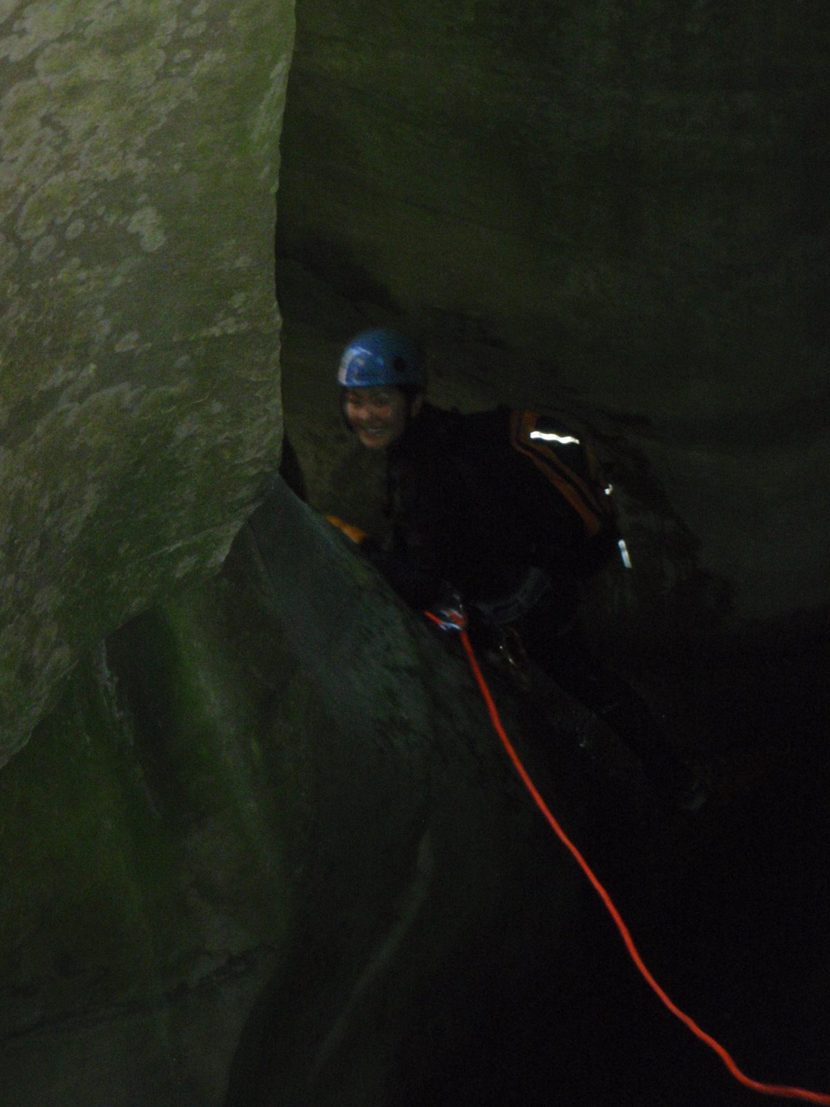 Monica, about to start the second stage of the rappel.