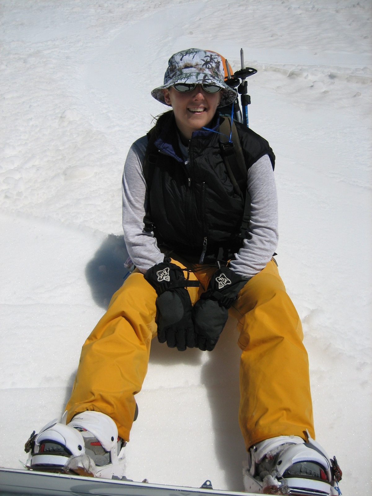 Chilling on the mountainside.  The gloves were only necessary for snow protection (definitely...