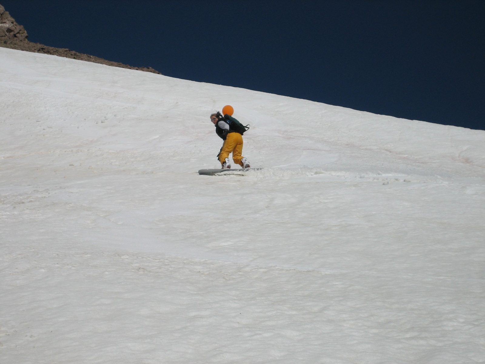 Riding the toeside.  Check the consistency of the snow under the board.