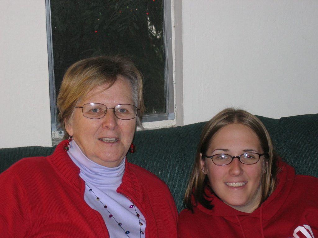 Mom and Catherine Christmas morning.