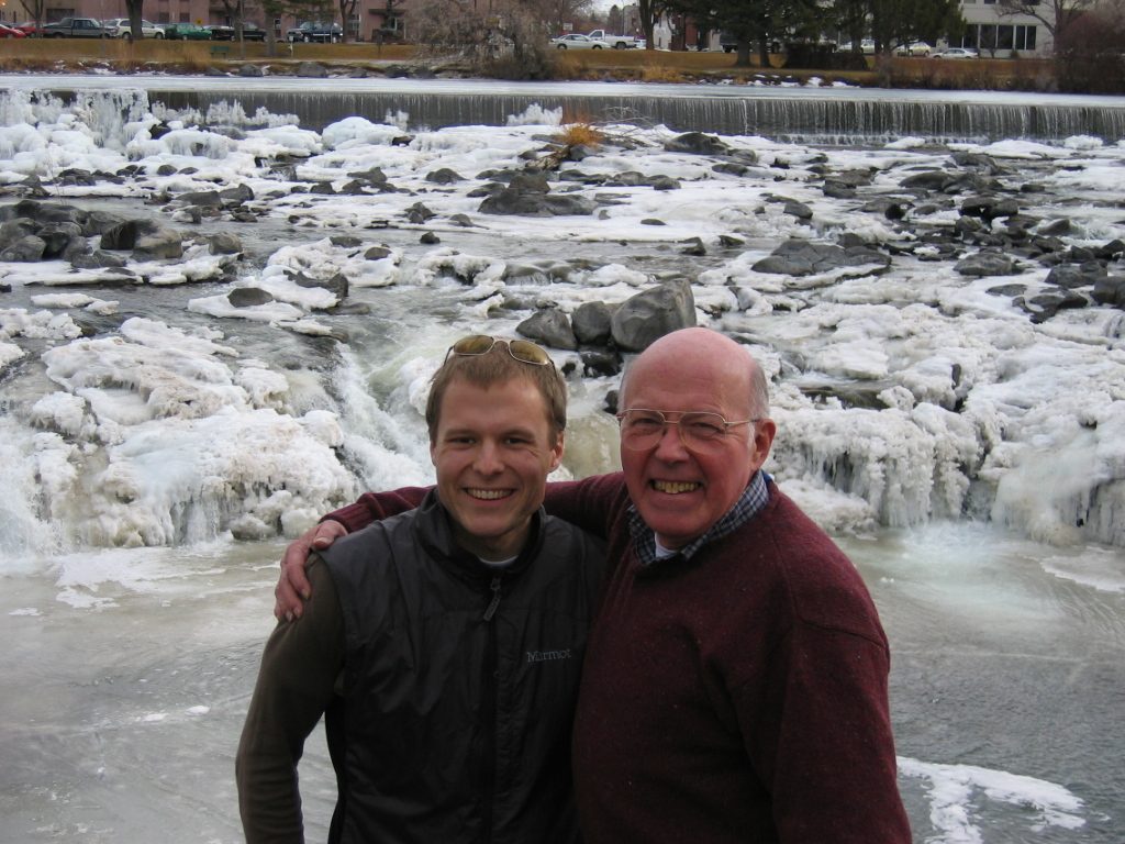 John and Dad in front o' the falls.