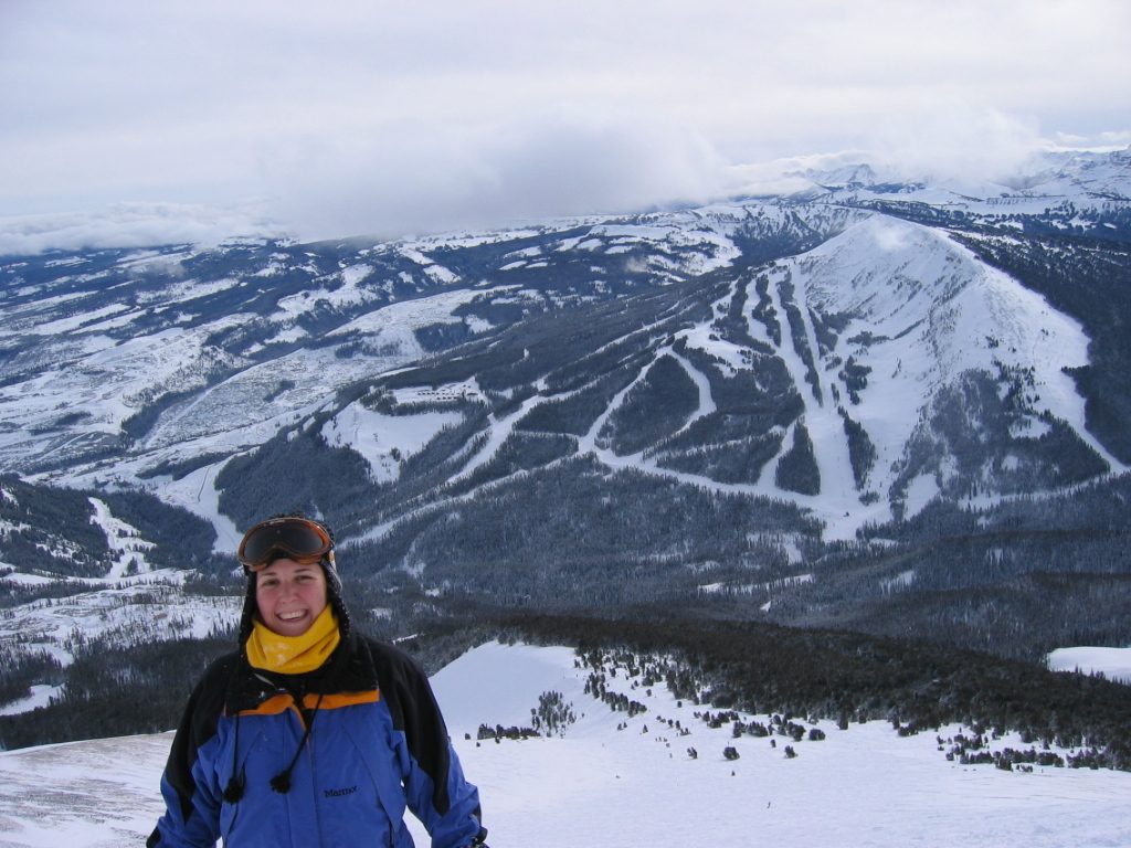 Catherine with one of the mountains of the Big Sky resort in the background.  I'm pretty sure...