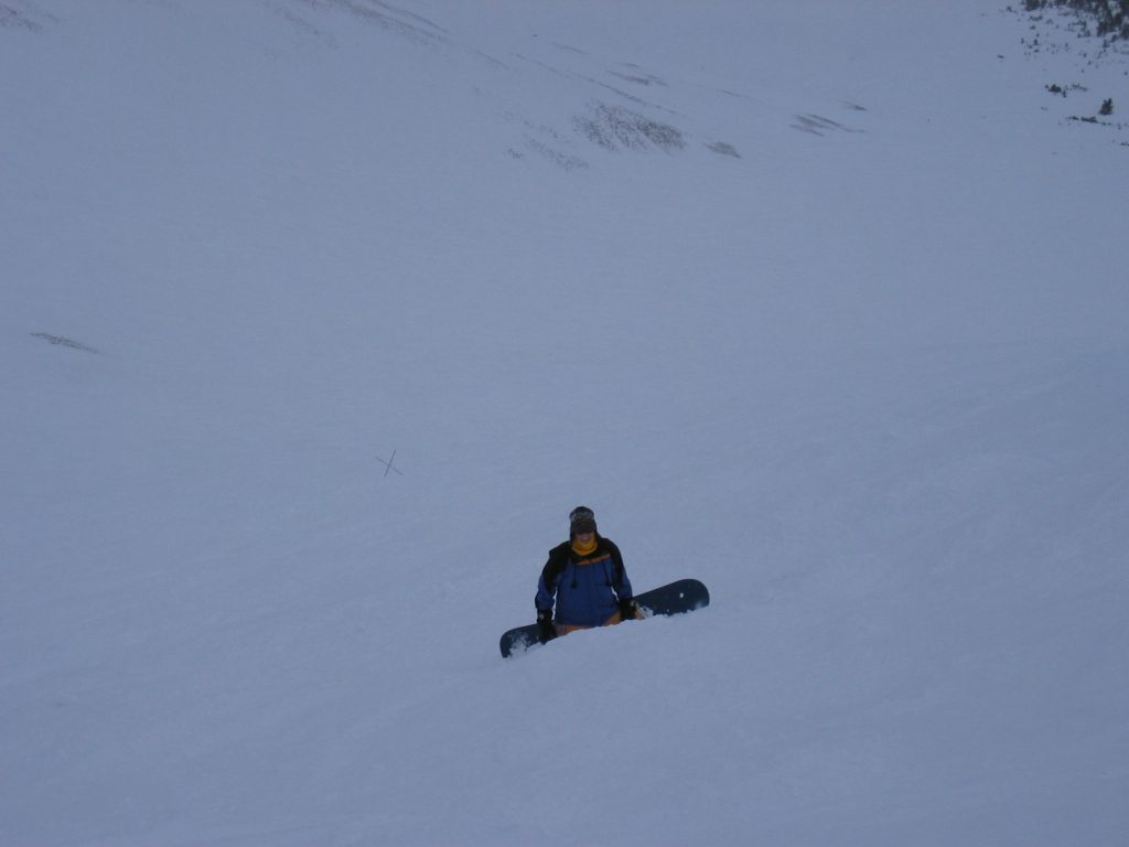 Catherine near the bottom of the double black diamond she just finished.  Not exactly the...