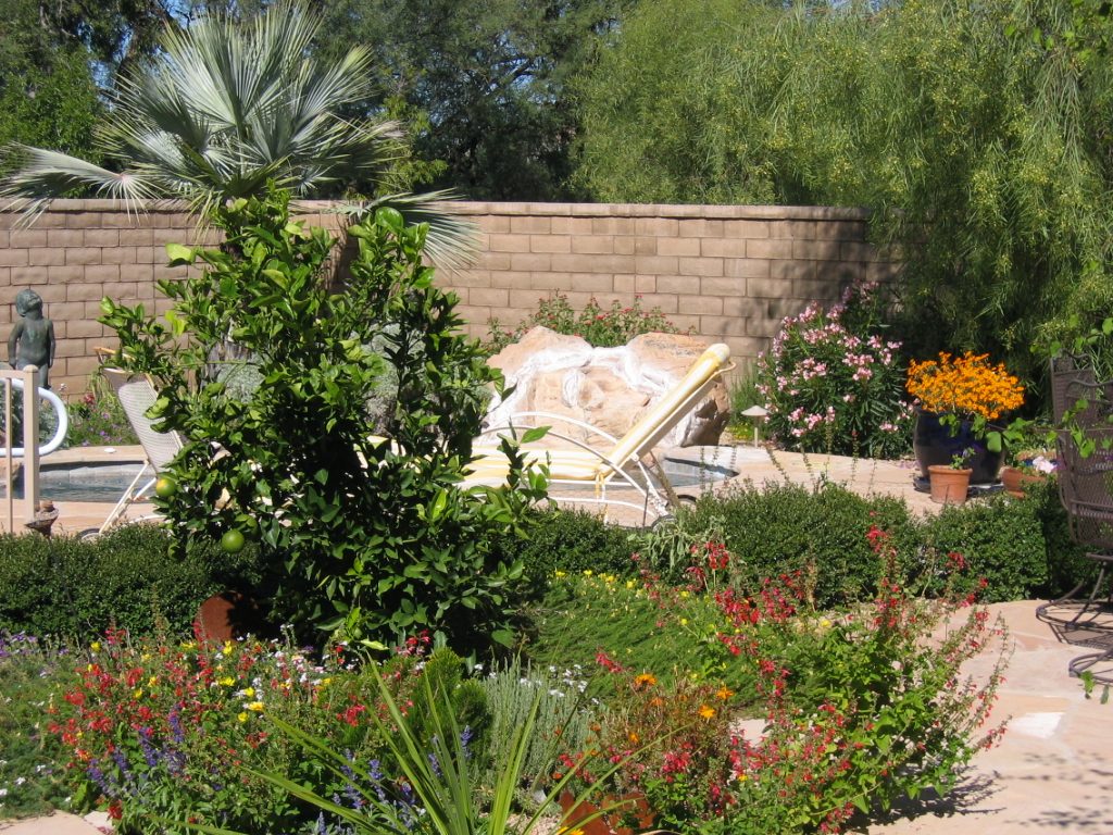 Back patio with small view of "spool" ... a very small pool / spa