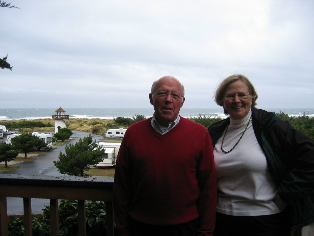 Windblown on our cottage deck ... which overlooked a trailer park between us and the Pacific
