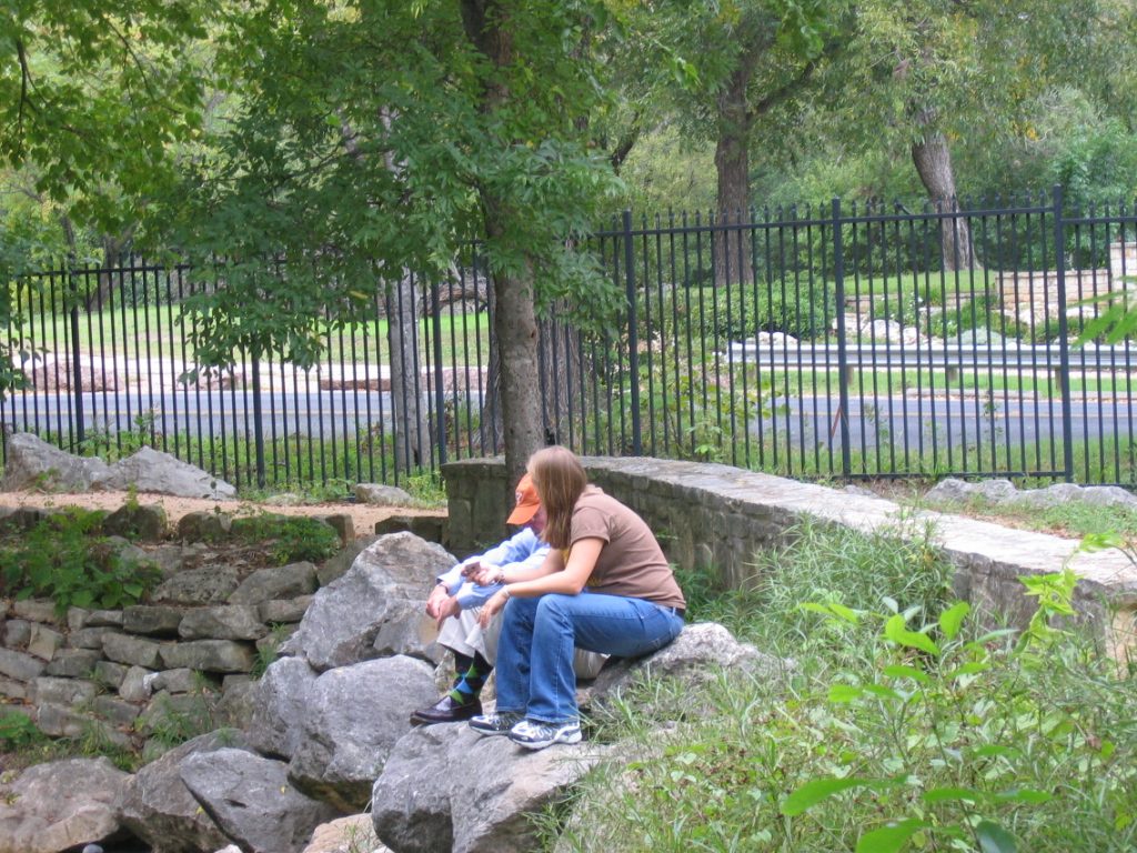 Enjoying the sculpture... and each other