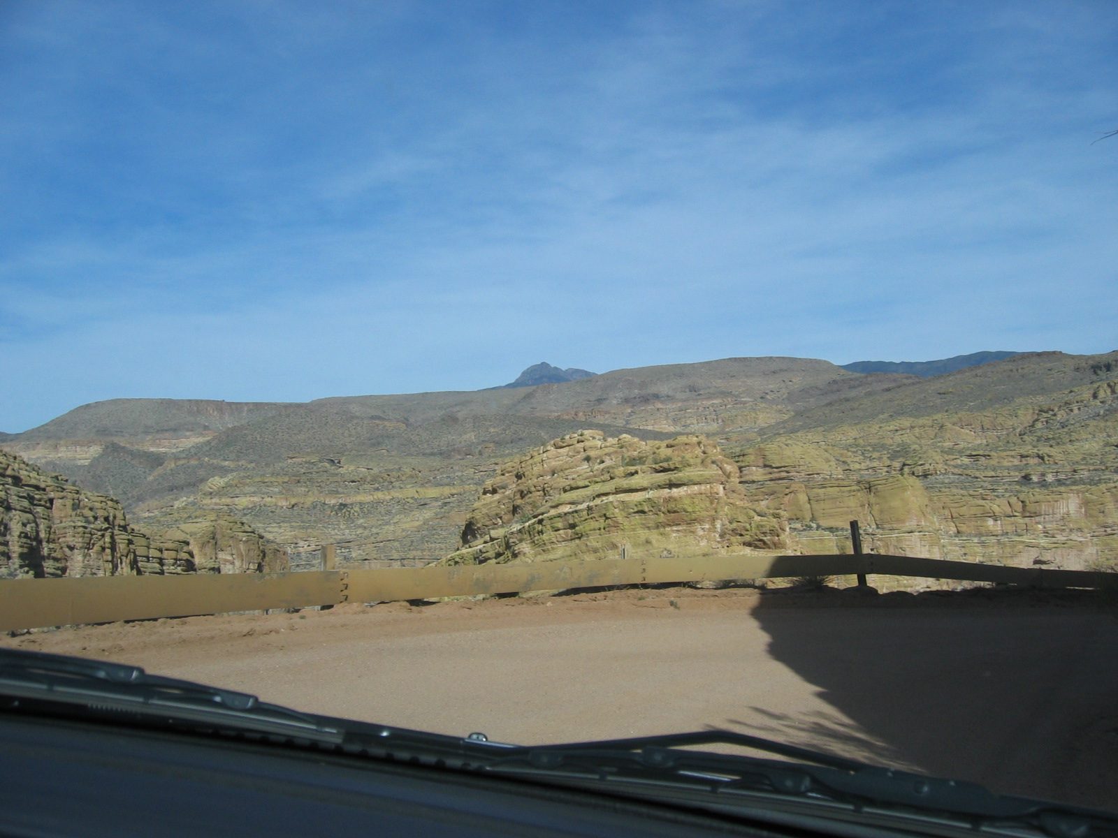 This whole area goes through the Superstition Mountains which supposedly have four distinct...