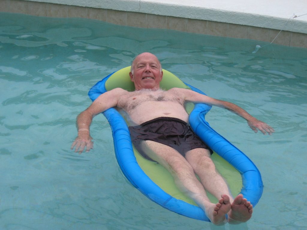 Peter having usurped Brian's favorite spot in the pool