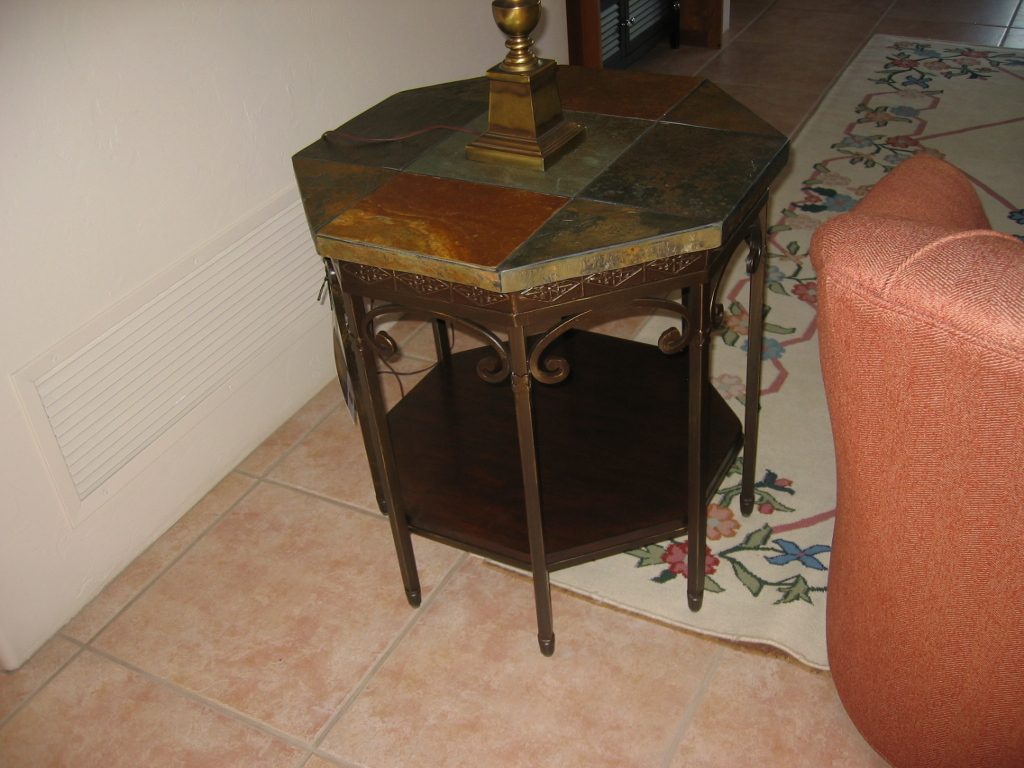 Handsome wood shelf at bottom