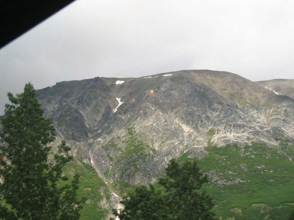 A long reaching waterfall from snow melt