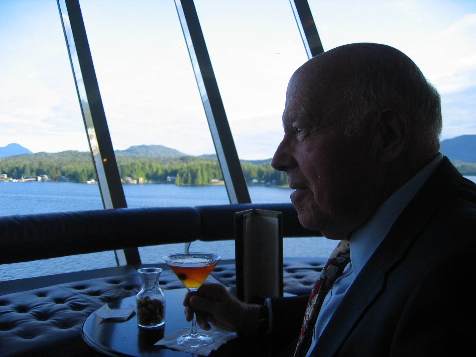 Dad enjoying a Manhattan before our final formal dinner on board.