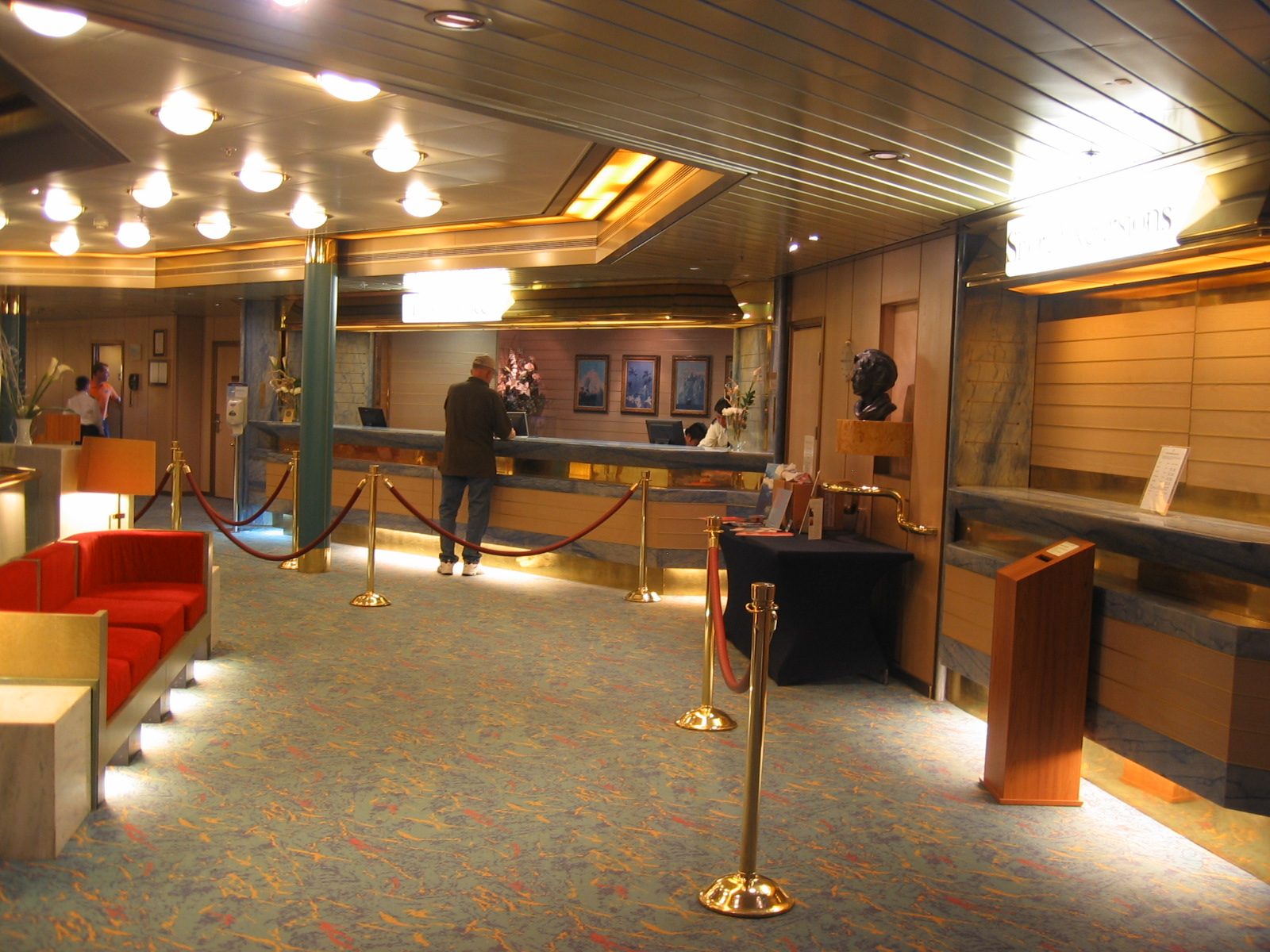 The front desk where you could collect your bills.  You are issued a card on boarding that...