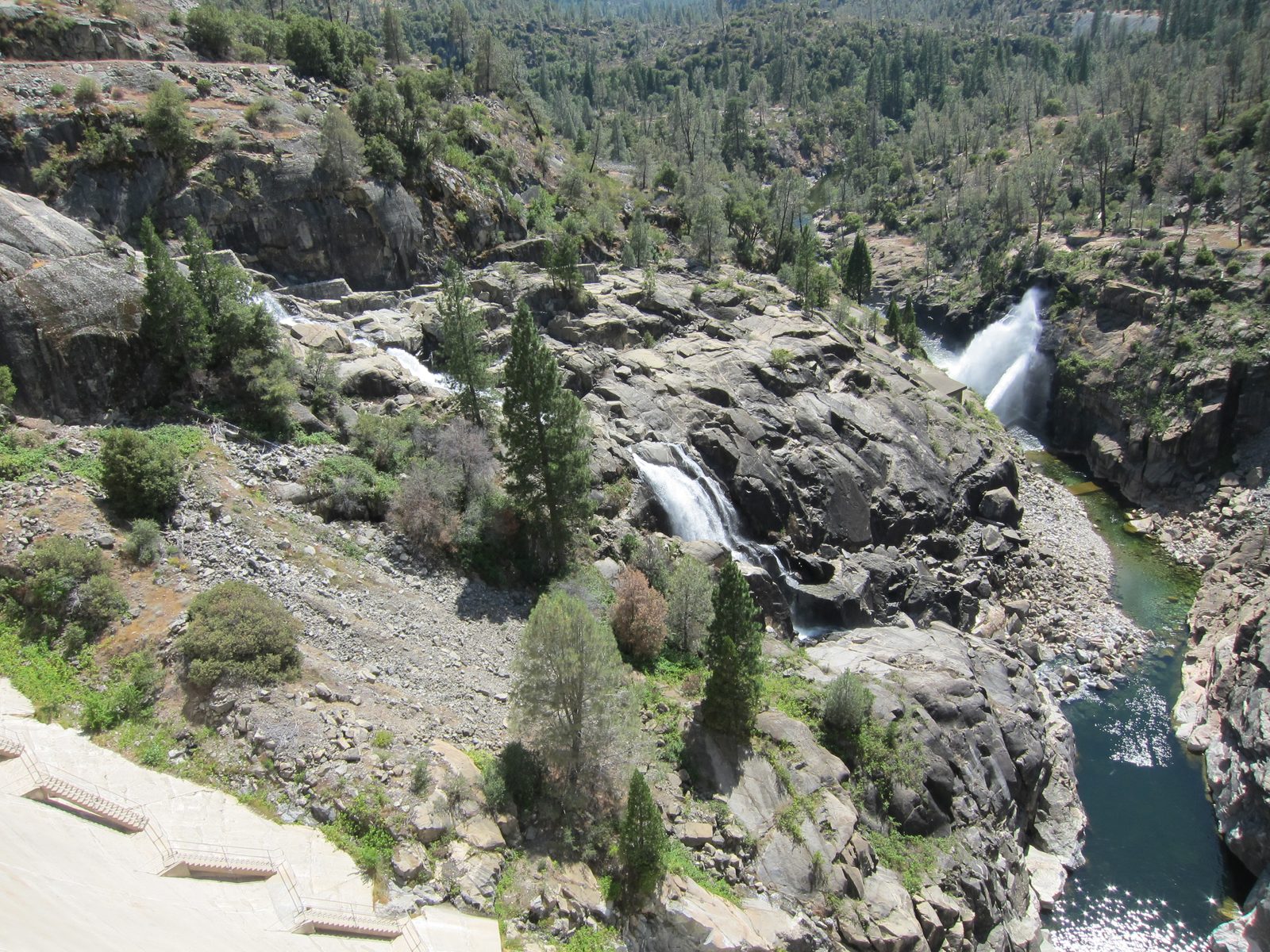 This is looking down fiver from the dam.  The water coming from the left is part of the...