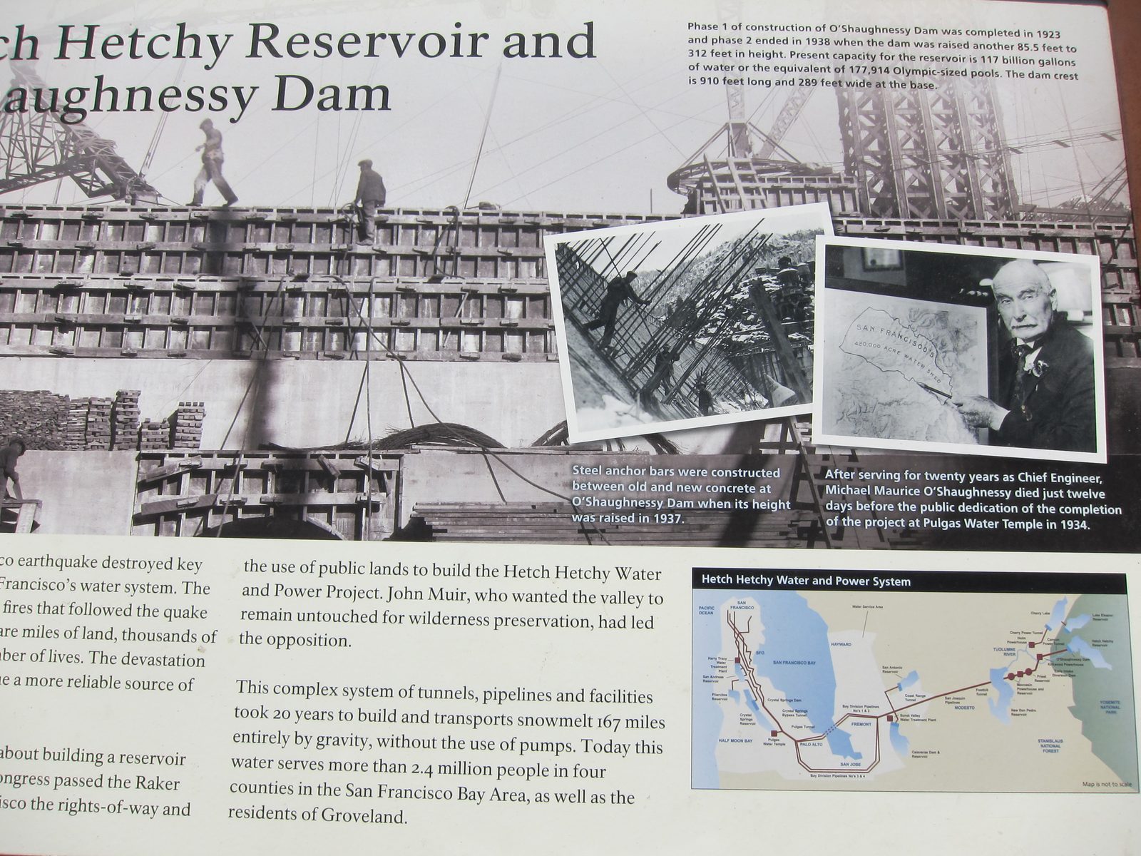 Another unreadable plaque ... but a clear view of how the dam feeds down to the Bay area.