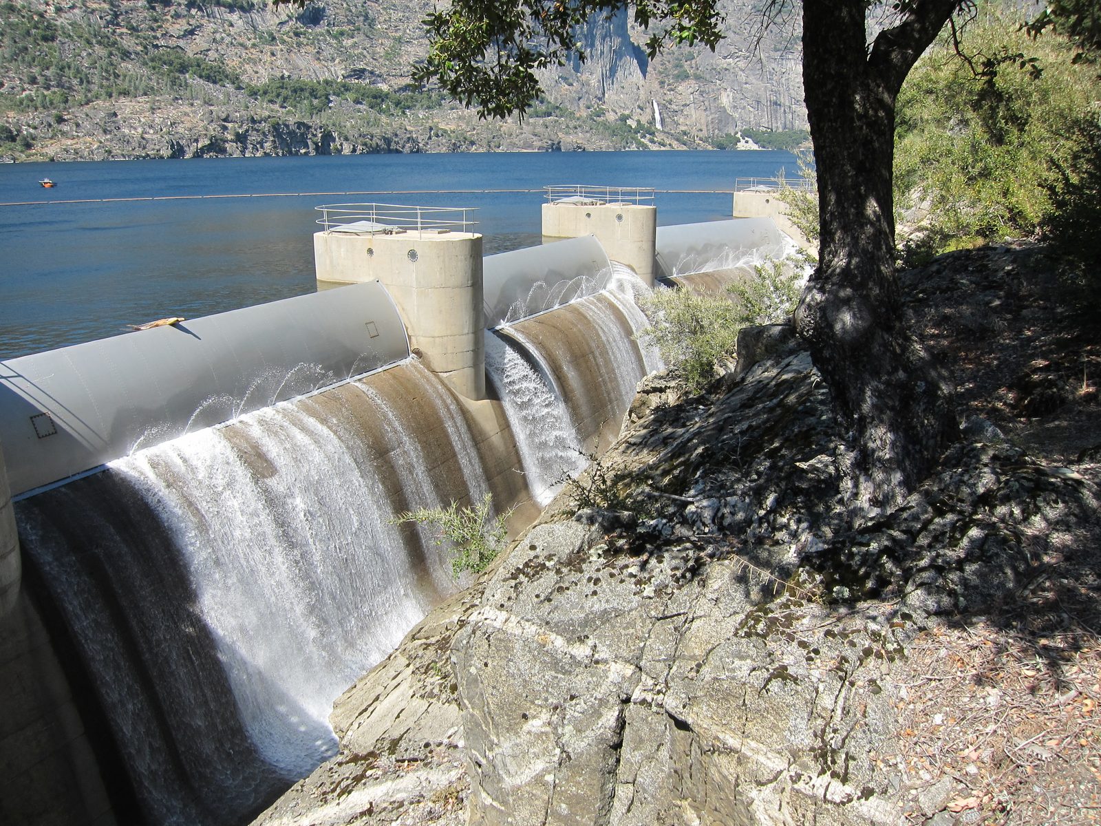 The overflow area on the east side of the dam.