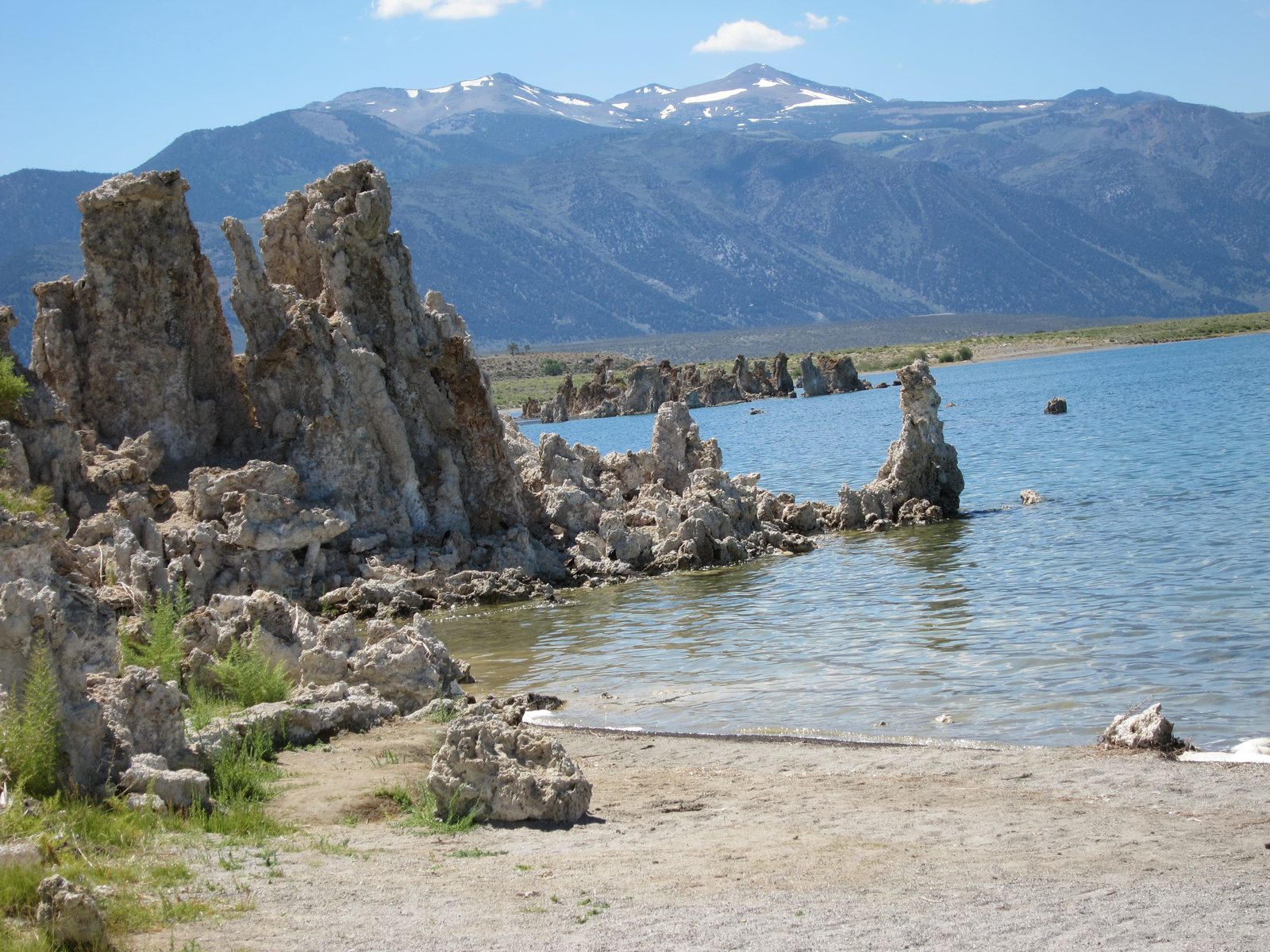 Particularly near the shore with snow capped Sierras behind.