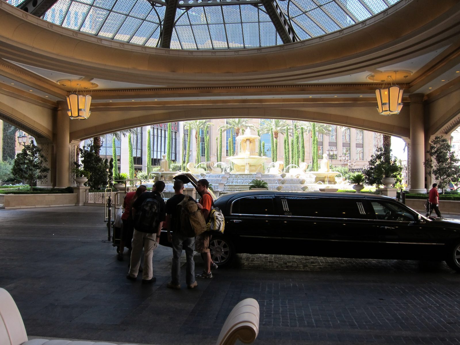 From the entrance of the Palazzo, looking across the drive to their fountains.  Great space...