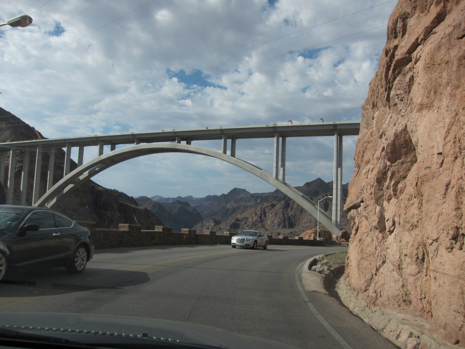 Bridge under construction to replace the road across the top of Hoover Dam.
