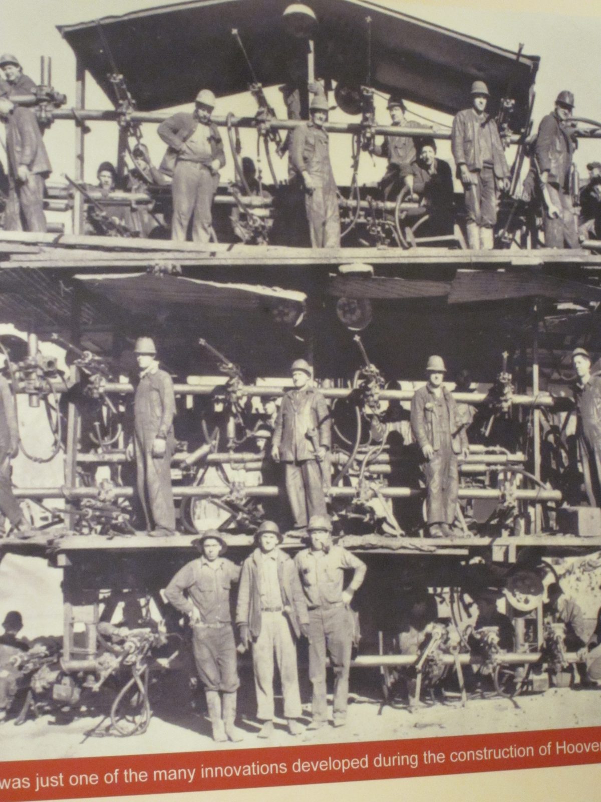 A drilling rig developed during construction to cut through the canyon walls.  It allowed three...