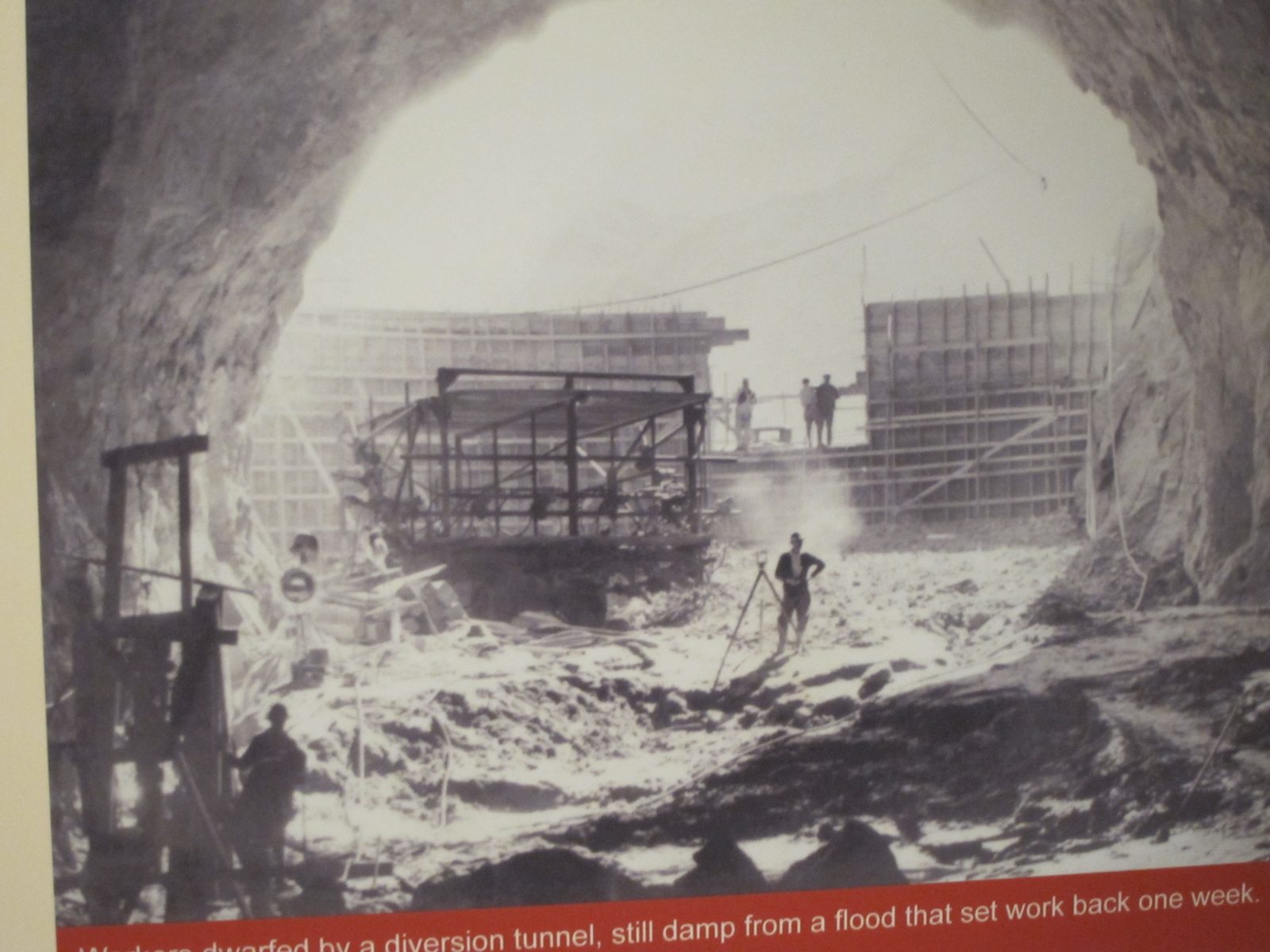 What work on the diversion tunnel looked like.  Don't know if the man in the middle (does he...