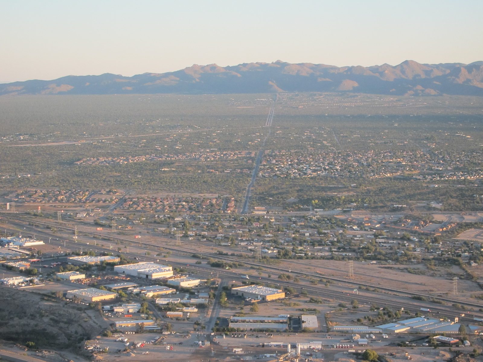 Heading North, paralleling I-10 which is running left to right in the bottom fourth of this picture