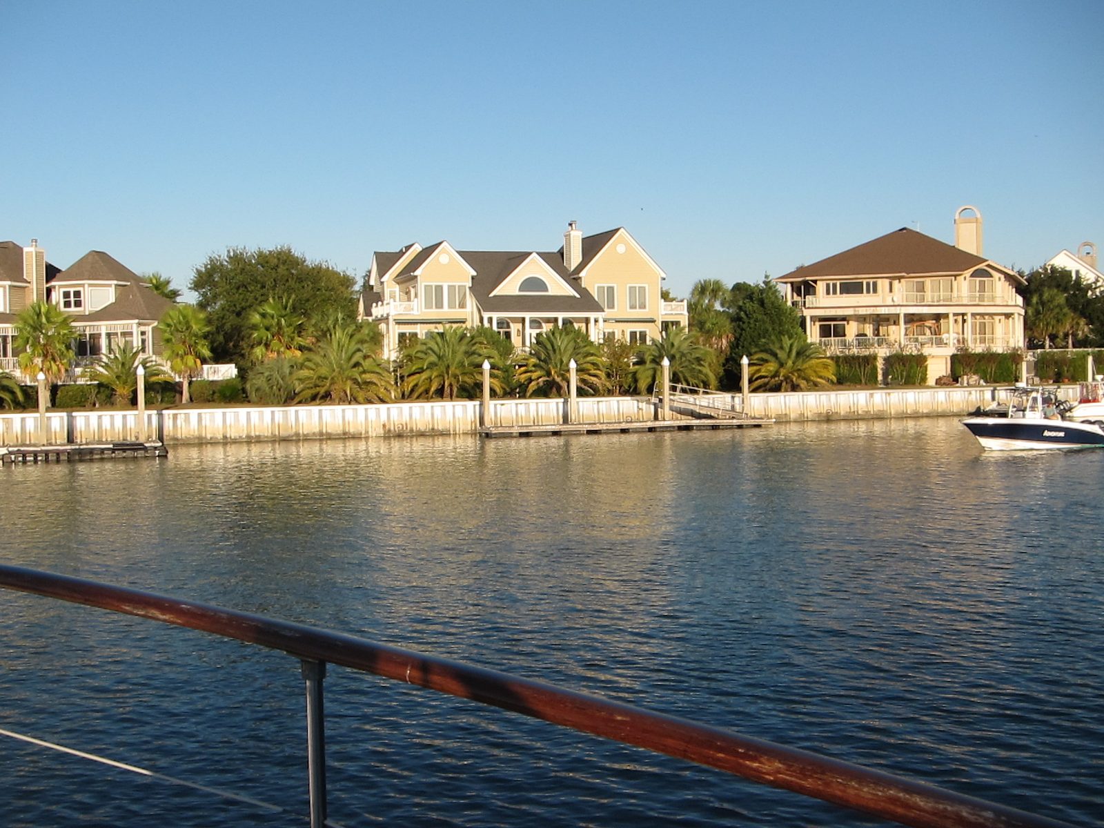 View from the deck of "Southern Drawl" as we pull away from the dock on our Rehearsal Dinner cruise