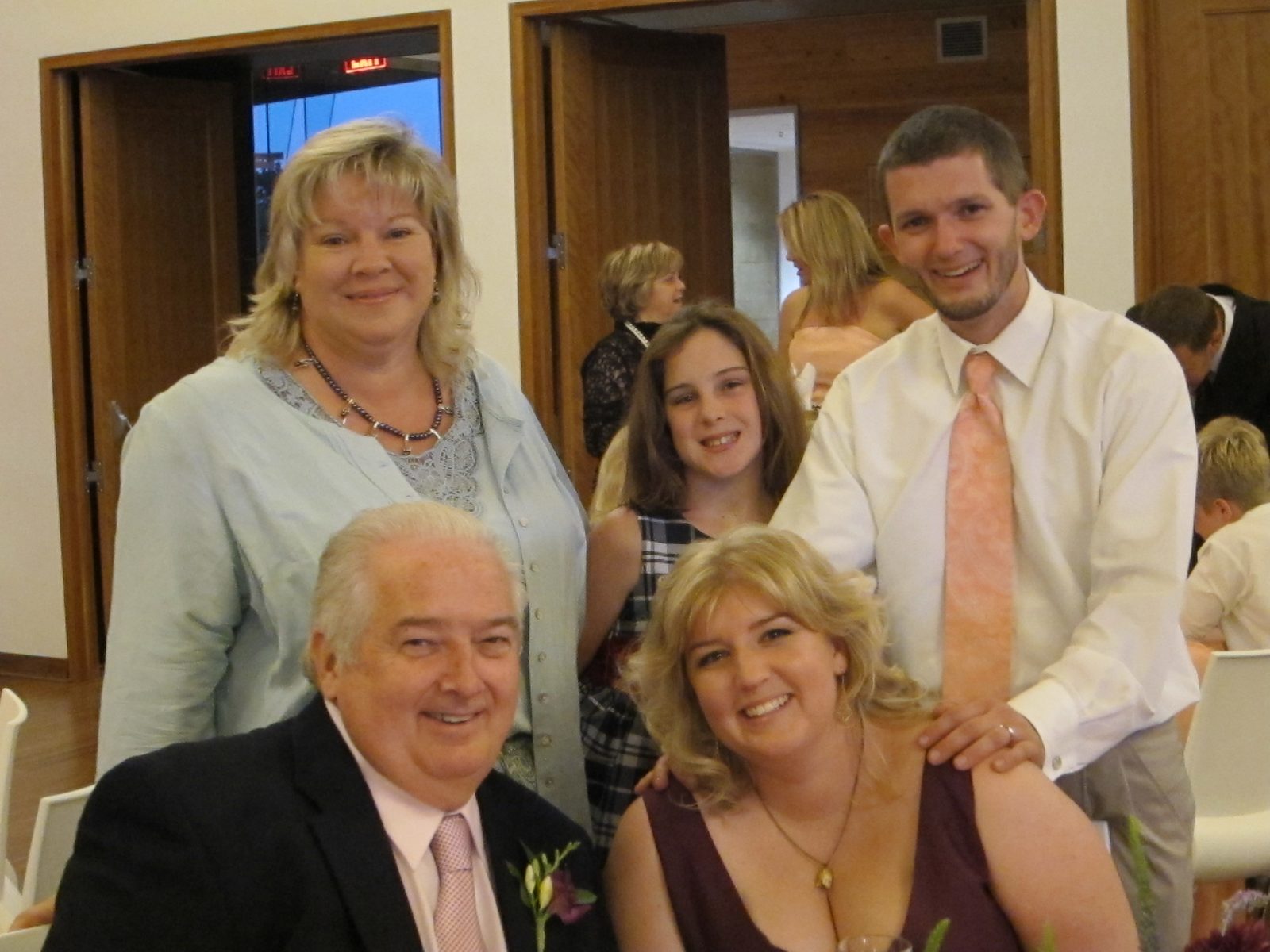 Heather, Sophia (Peter Dew's daughter) and Casey perched over Jim and Heidi