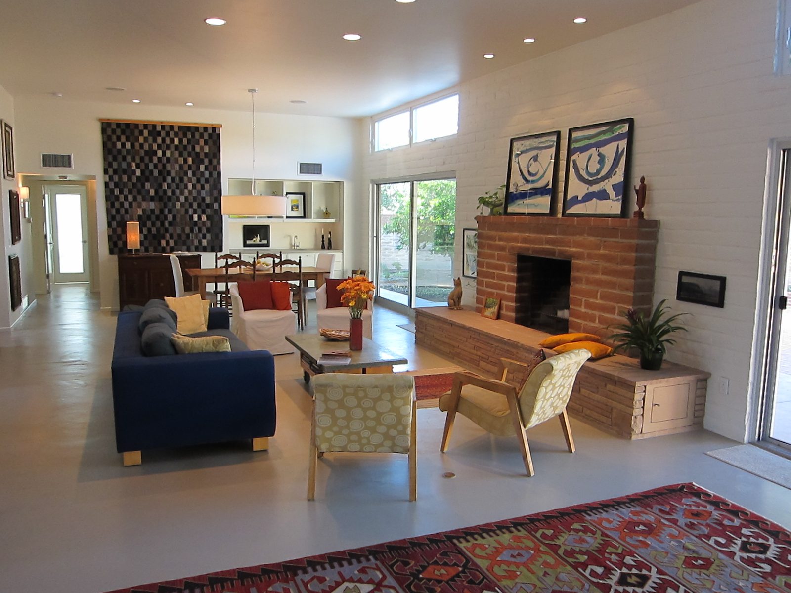 Another home on the solar tour.  Another concrete floor.  Older adobe home (1967) renovated...