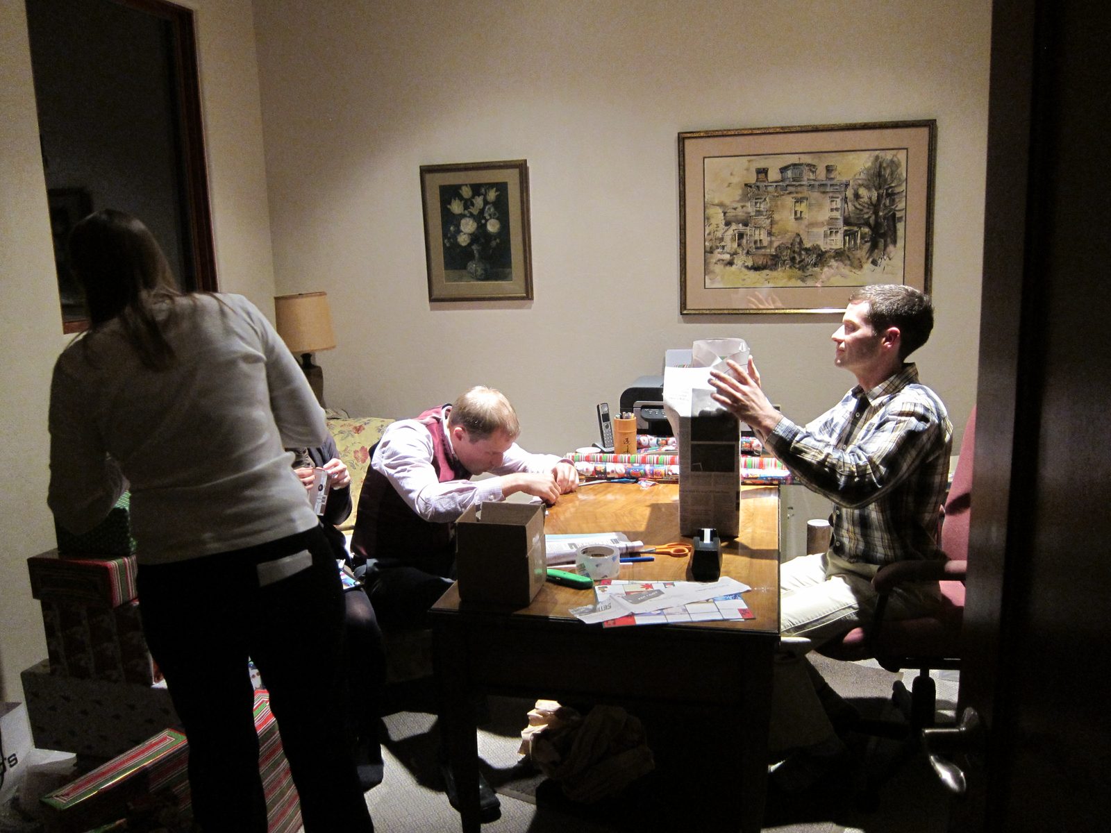A few grim elves working into the night