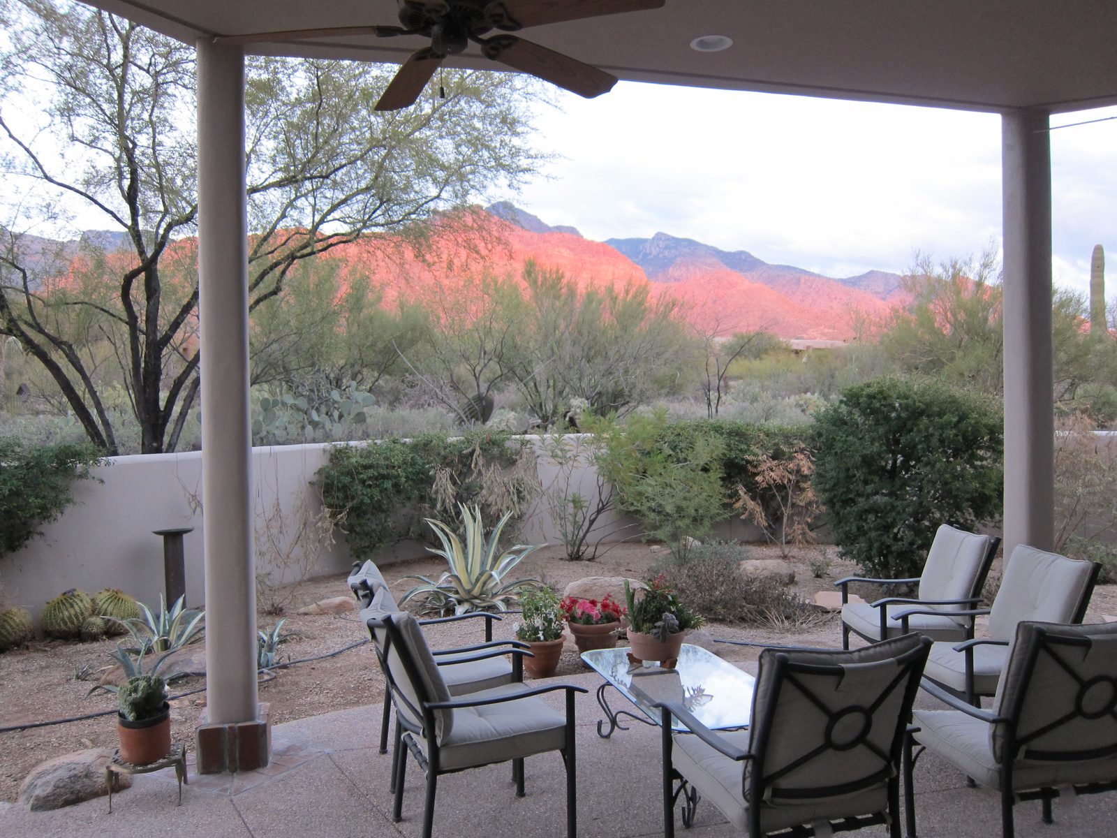 Sunset reflected on the Catalinas.