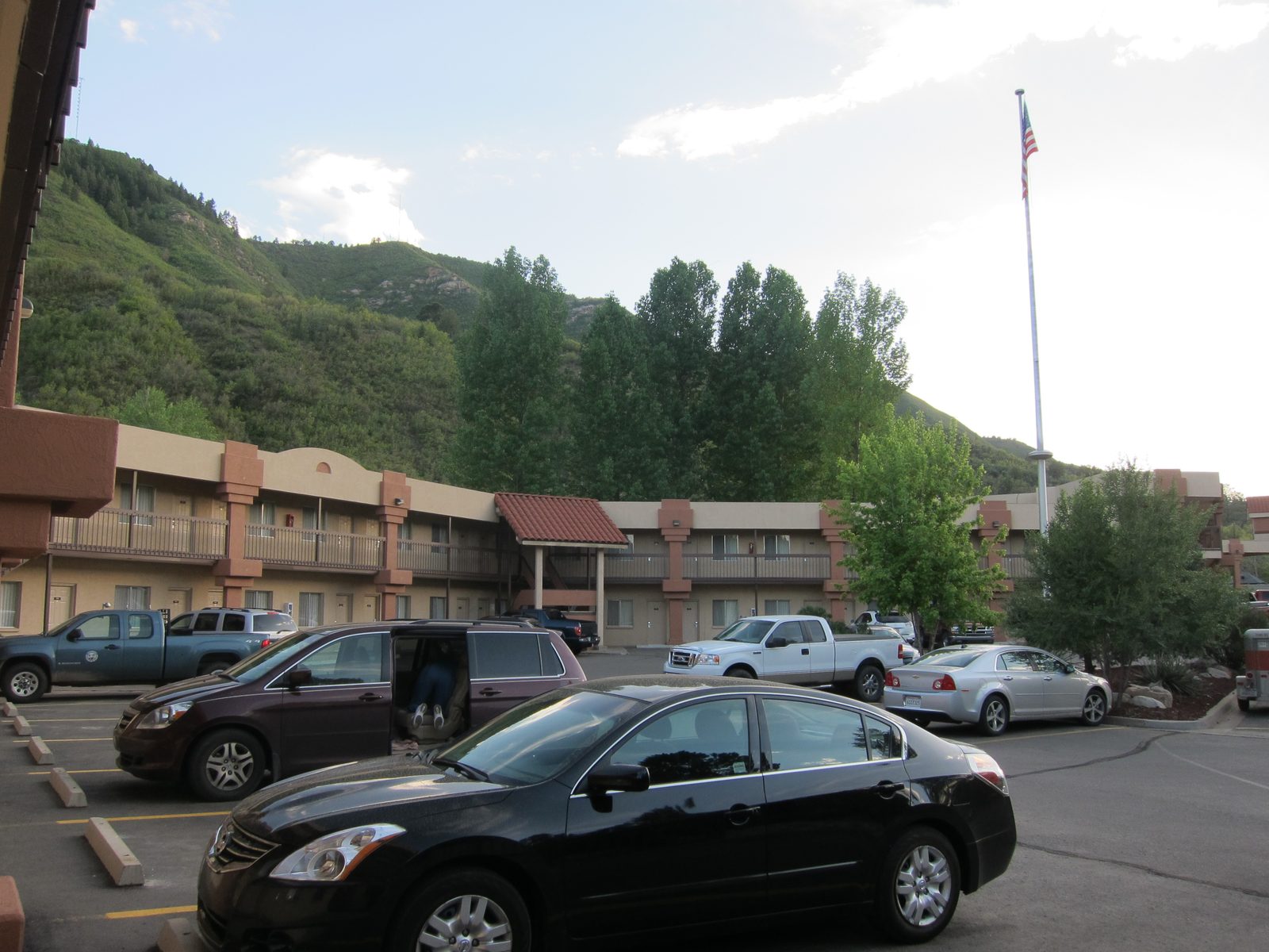 Our trusty chariot parked at the BW in Durango.  Amazingly comfortable for four people, and a...